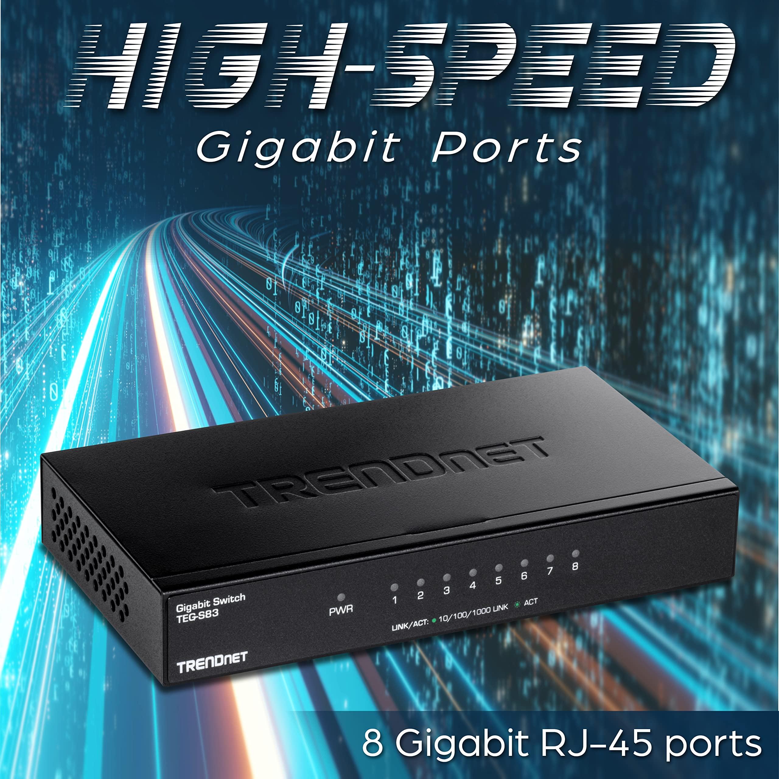 TRENDnet TRENDnet 8-Port and 5-Port Gigabit Desktop Switches Bundle | TEG-S83 + TEG-S51