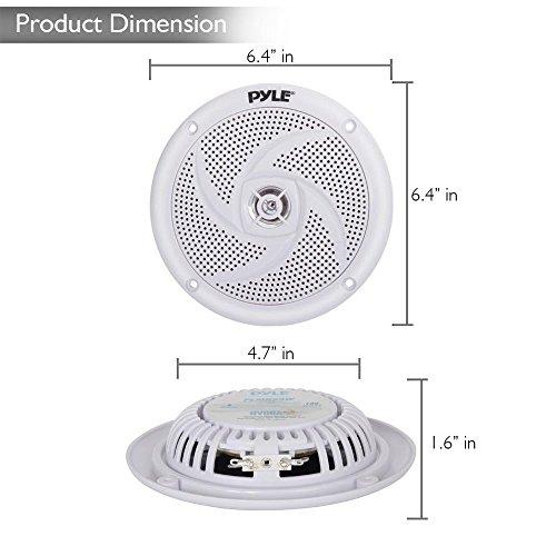 Pyle Pyle Marine Speakers - 5.25 Inch 2 Way Waterproof and Weather Resistant Outdoor Audio Stereo Sound System with 180 Watt Power and Low Profile Slim Style - 1 Pair - PLMRS5W (White)
