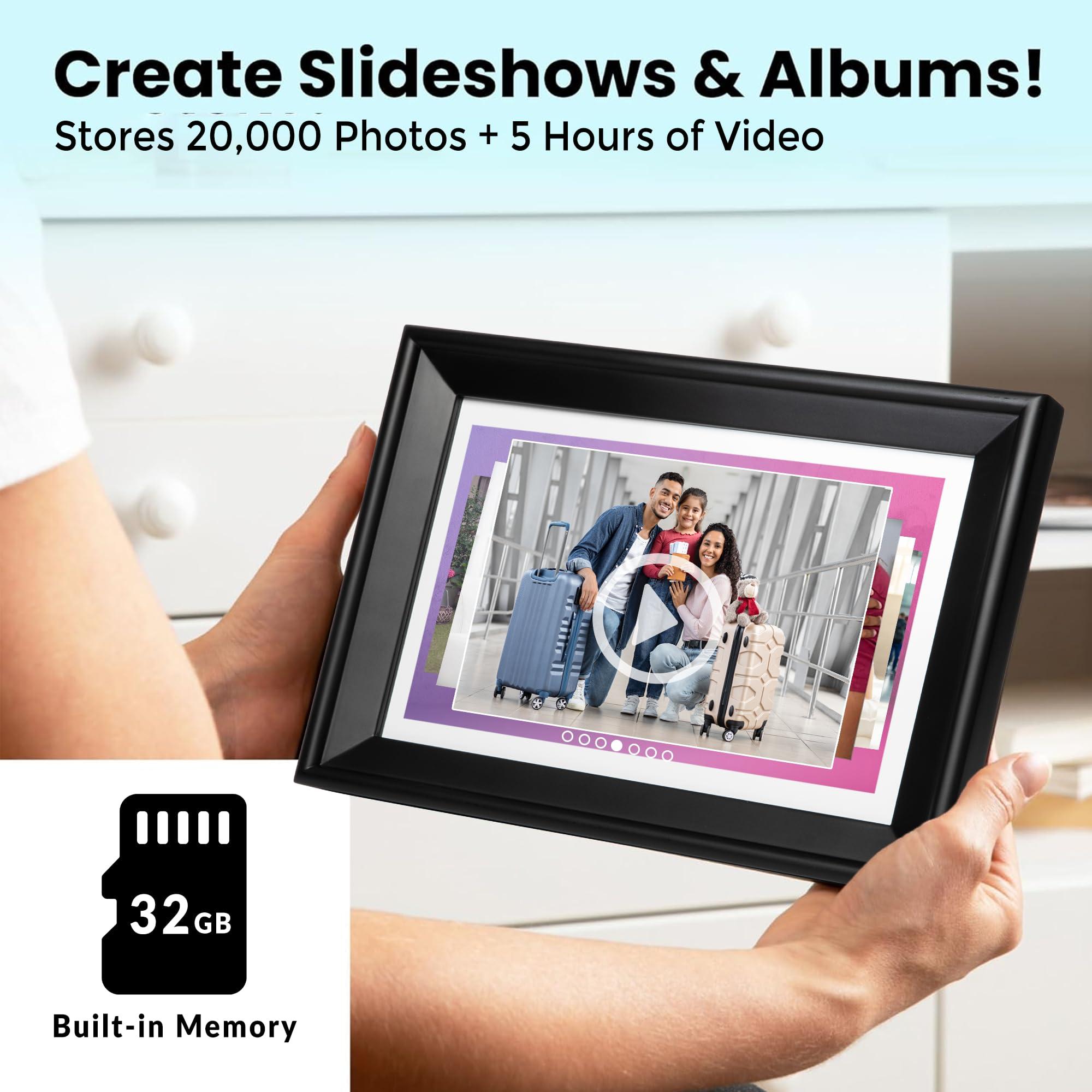 PhotoSpring PhotoSpring 10 inch WiFi Digital Picture Frame | Send Photos by Email, Web or Our Free App | Electronic Picture Frame with Touchscreen & 32GB Internal Memory | Easy Setup | Play Videos up to 5 min