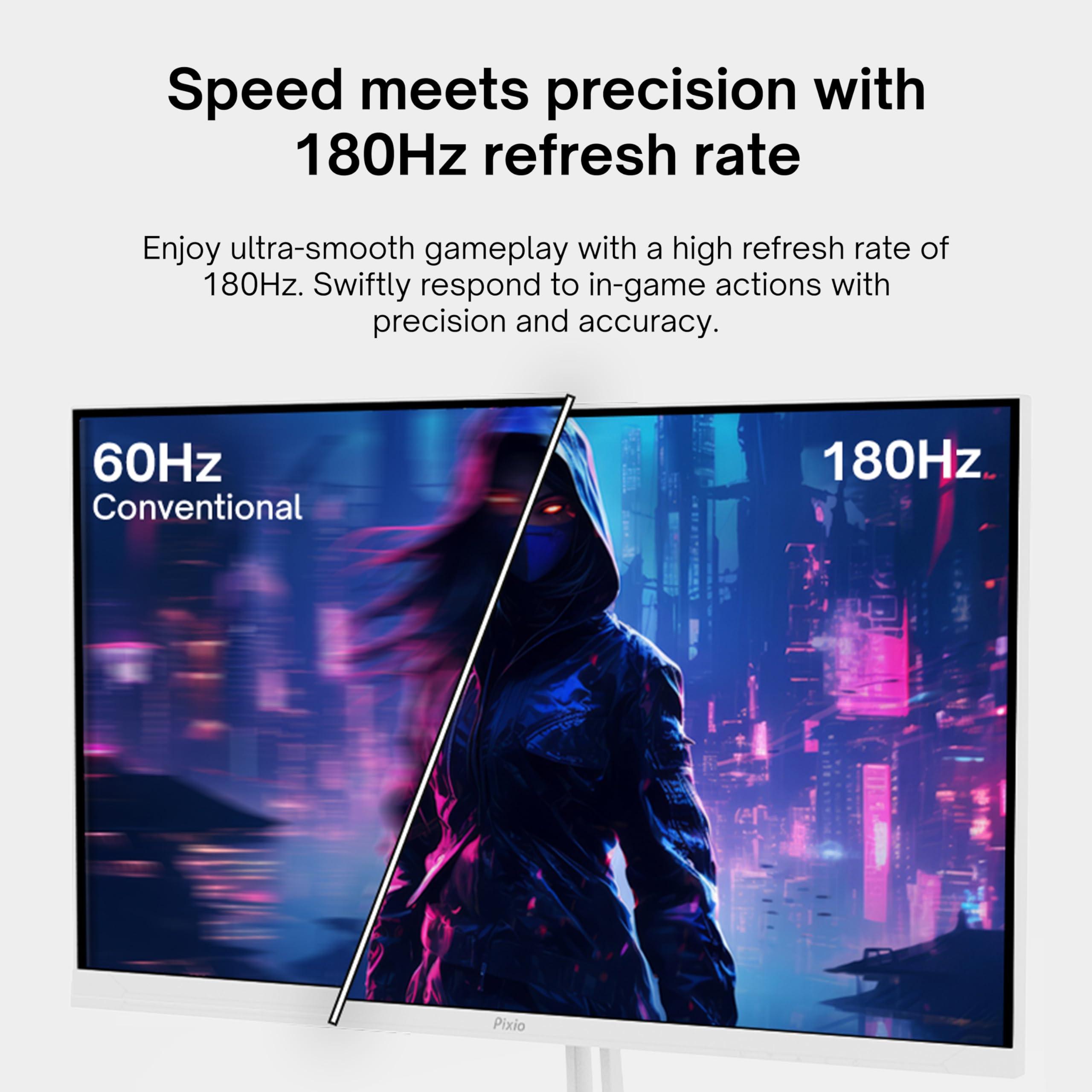 Pixio Pixio PX278 Wave White 27 inch 180Hz Refresh Rate FHD 1440p Resolution Fast IPS Panel 1ms GTG Response Time White Gaming Monitor with FreeSync