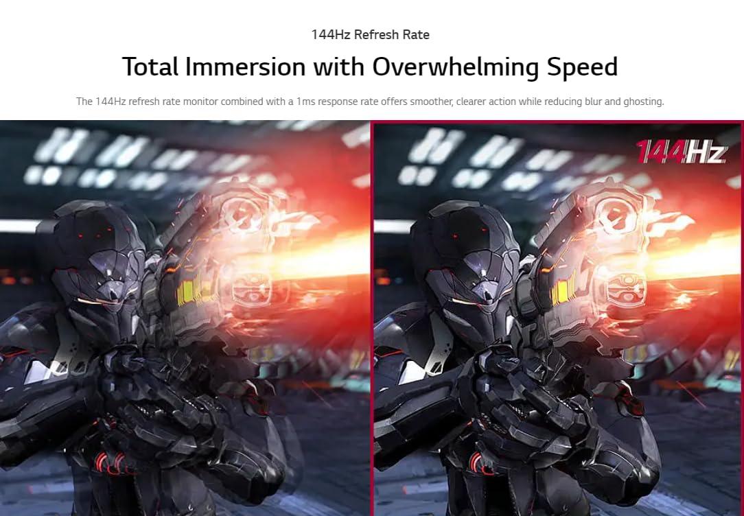 LG LG 27gn950-b | 27 Inch 4K UHD (3840 x 2160) | Nano IPS | 144Hz | AMD FreeSync Premium Pro, G-SYNC Compatibility | Tilt/Height/Pivot Adjustable Stand