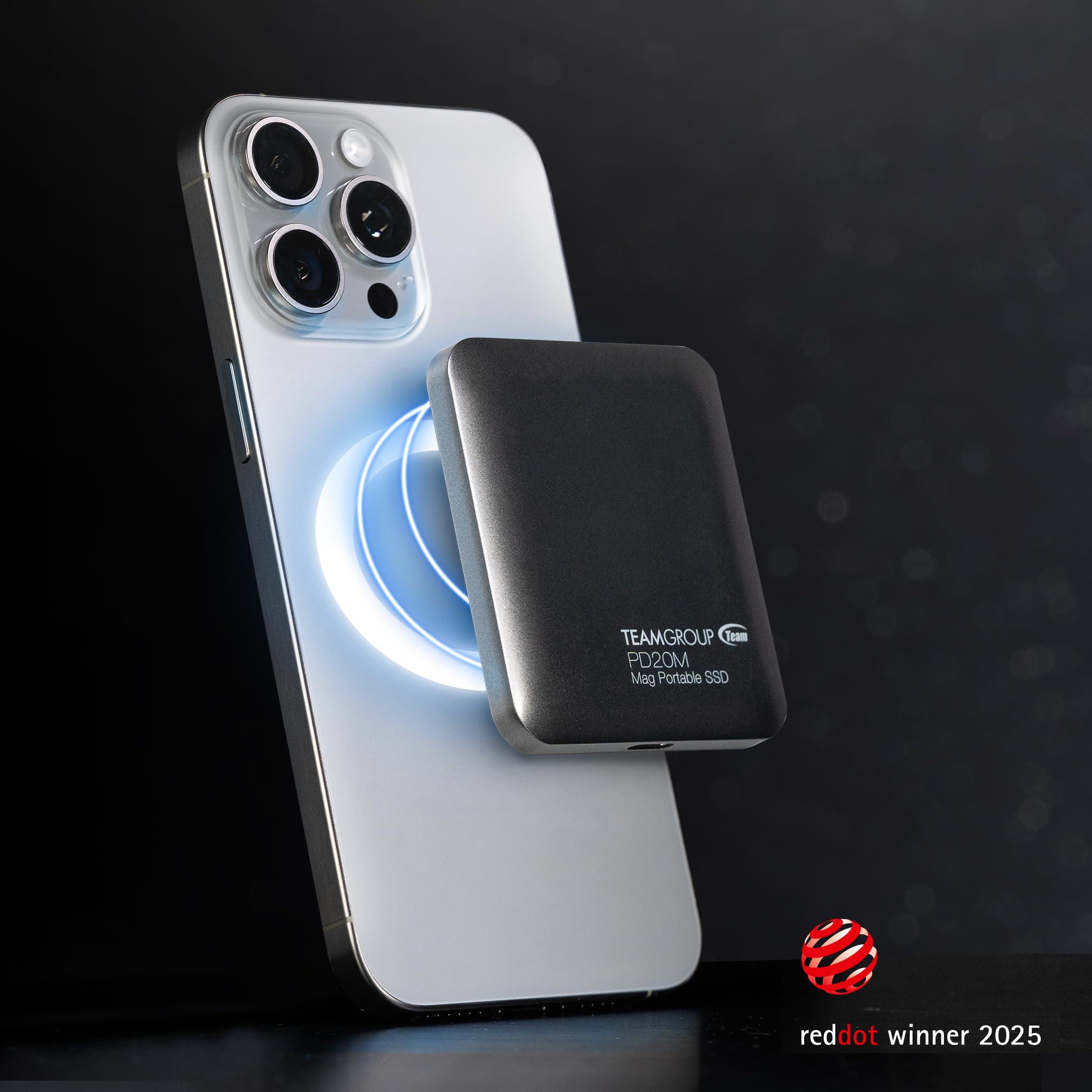 TEAMGROUP TEAMGROUP PD20M 2TB Magnetic External SSD Read up to 2000MB/s USB 3.2 Gen 2x2 Type-C 4K ProRes HDR Record iPhone 15&16 Pro Max,iPad TPSEG2002T0C108