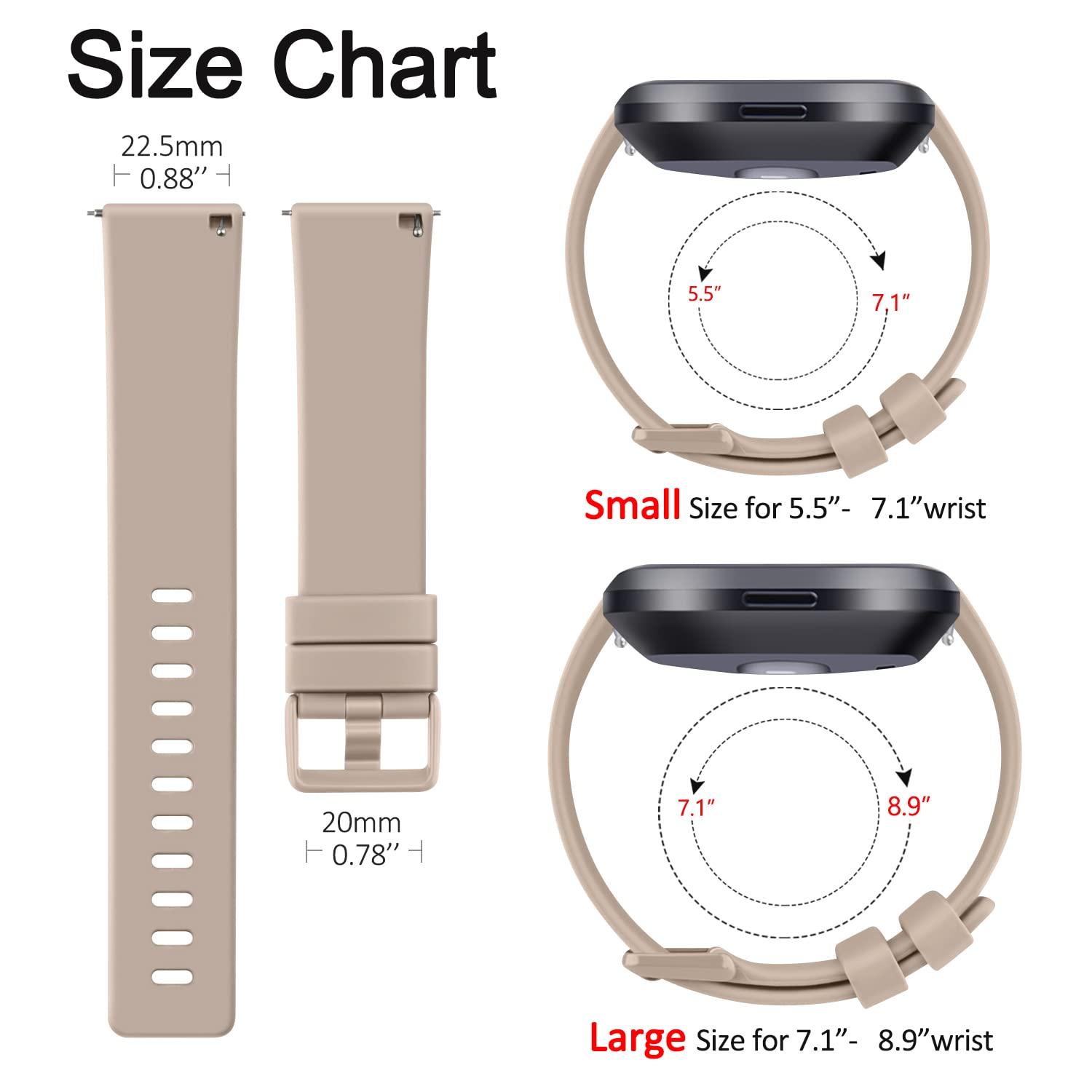 AK 3 Pack Sport Bands Compatible with Fitbit Versa 2 Bands/Fitbit Versa Bands/Versa Lite/Versa SE, Classic Soft Sport Replacement Wristbands for Fitbit Versa 2 Smart Watch Women Men (Small,Sand Pink/Milk