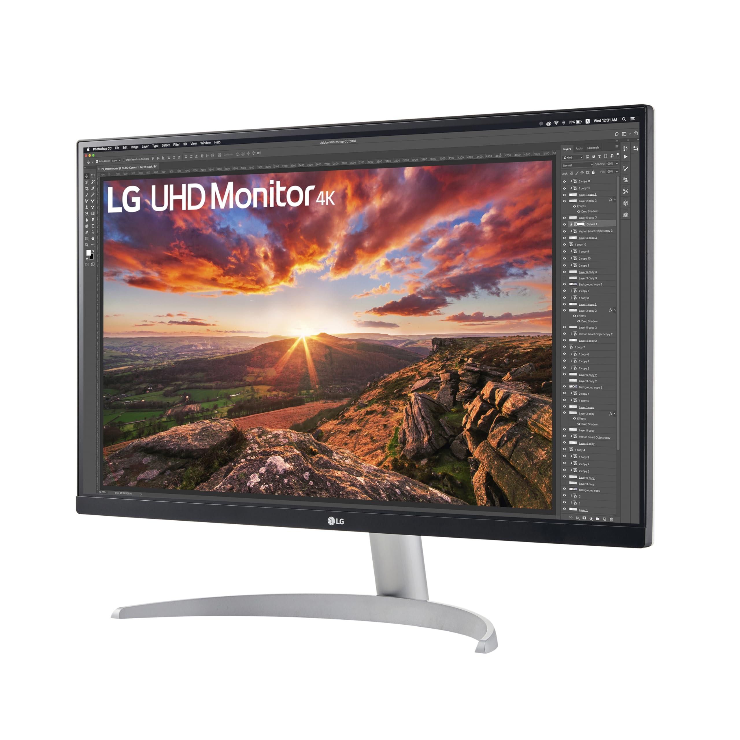 LG LG 27UP600-W 27-inch Ultrafine 4K UHD (3840x2160) IPS Computer Monitor, AMD FreeSync, VESA DisplayHDR 400, Reader Mode, Flicker Safe, HDMI, DisplayPort, White