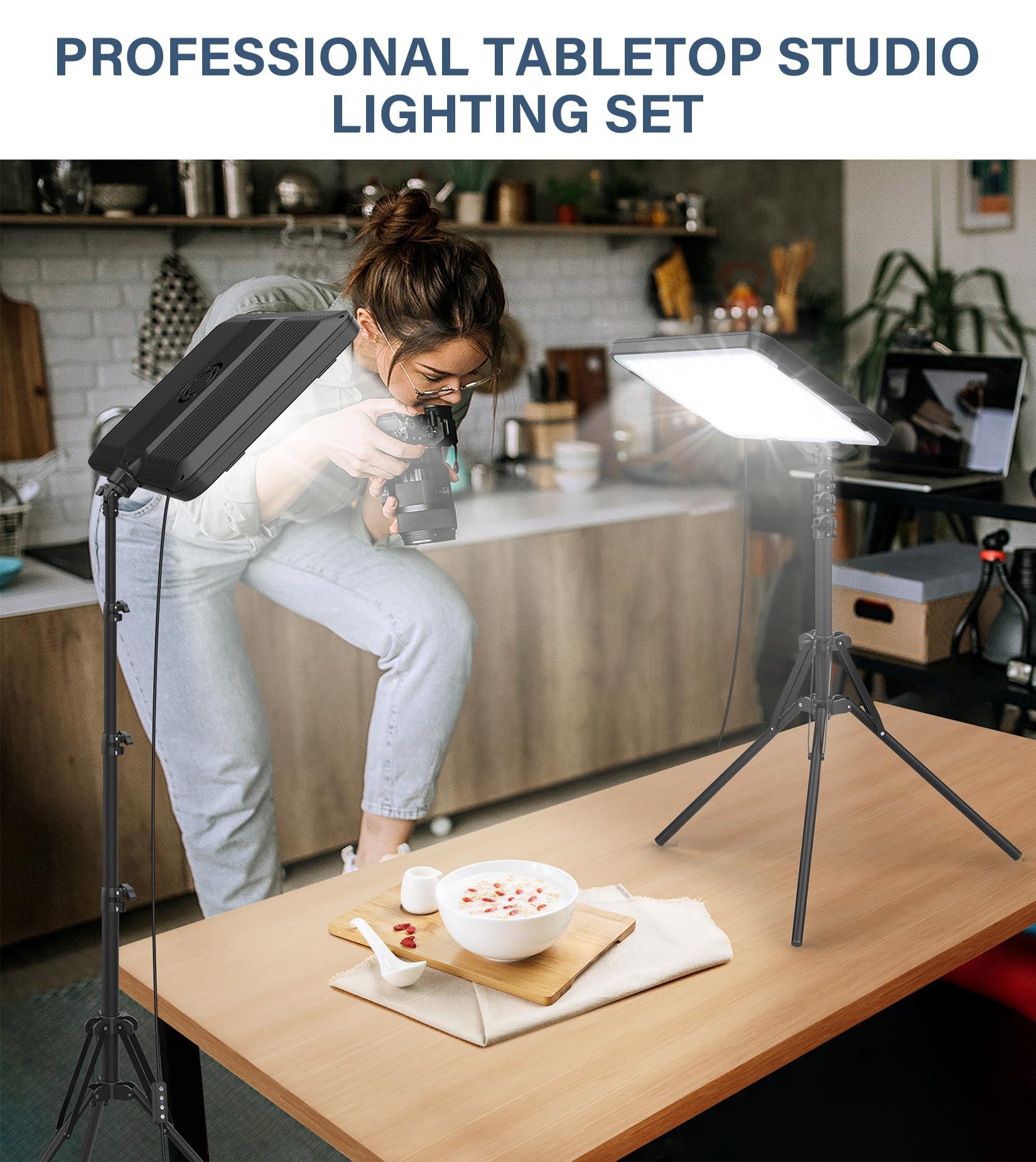 Unicucp Unicucp 2 Pack LED Video Light, Photography Lighting Kit with 62.99'' Tripod Stand, Dimmable 2500-8500K 22W Studio Lights for Video Recording Game Live Streaming YouTube Podcast Photo