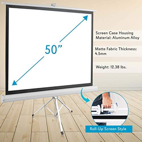 Pyle Pyle Portable Projector Screen Tripod Stand - Mobile Projection Screen, Lightweight Carry & Durable Easy Pull Assemble System for Schools Meeting Conference Indoor Outdoor Use, 50 Inch