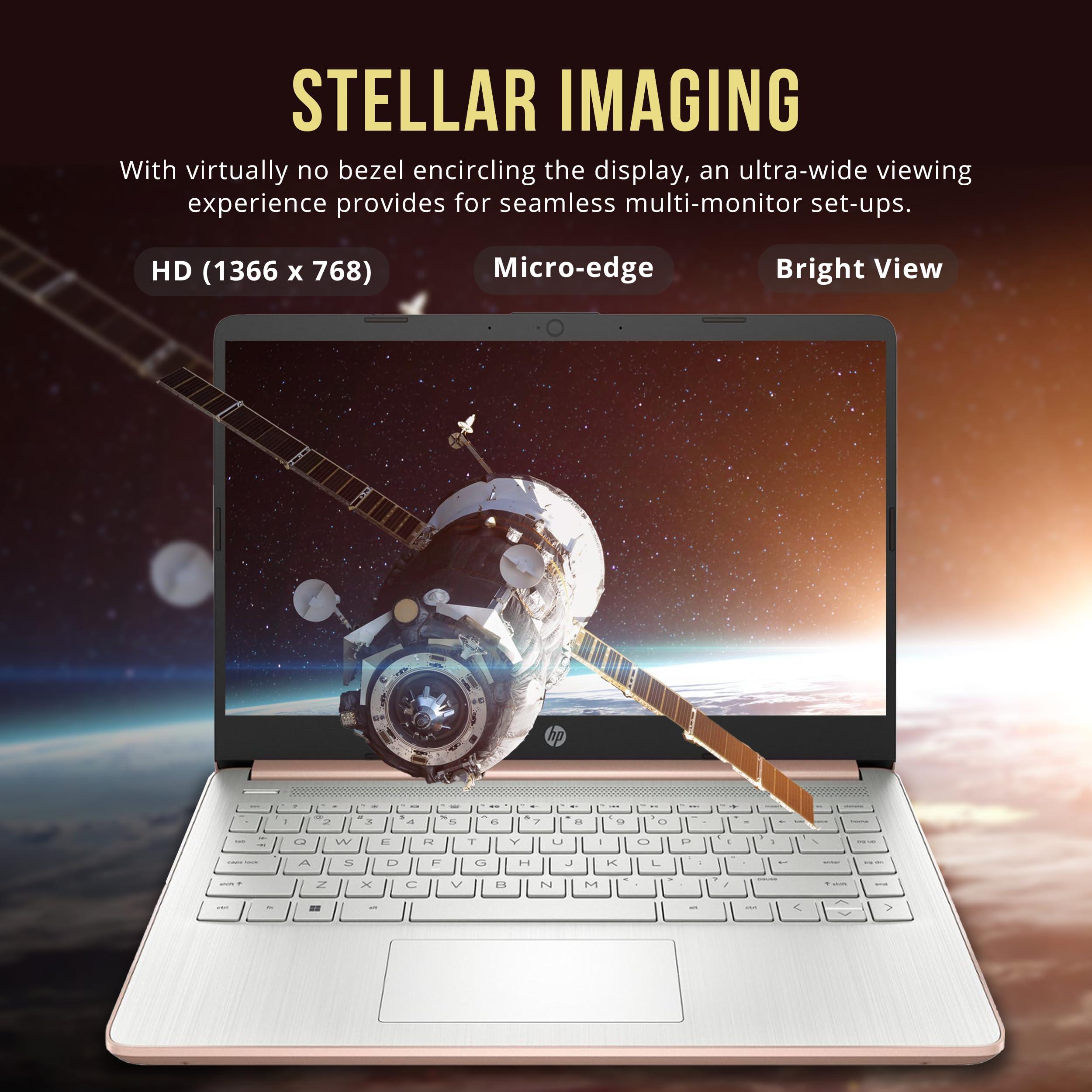 HP HP Stream 14" HD BrightView Laptop, Intel Celeron N4120, 16GB RAM, 256GB Storage (128GB eMMC + 128GB USB Card), Intel UHD Graphics, HD Camera, Fast Charge, 1 Year Office 365, Win 11 S, Gold