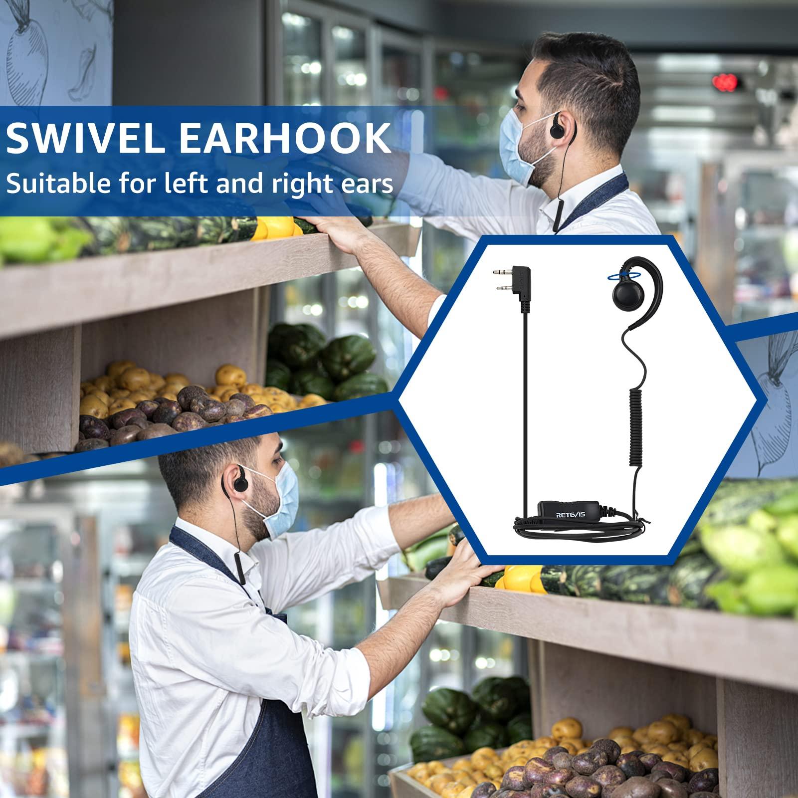 Retevis Retevis RT68 Two Way Radio(10 Pack) with Swivel Walkie Talkie Headset(10 Pack), Compact, Rugged, Heavy Duty 2 Way Radios Rechargeable with USB Charging Base