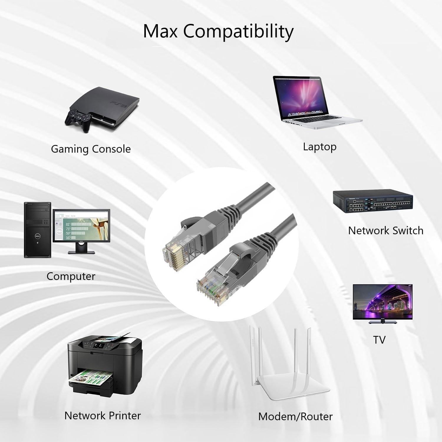 QualGear QualGear QG-CAT6R-CCA-300FT-GRY CAT 6 High Speed Internet and Ethernet Cable for Home and Office Use - 24 AWG, Up to 1 Gbps, 250MHz, Gold Plated Contacts, RJ45, CCA, Gray - 300ft