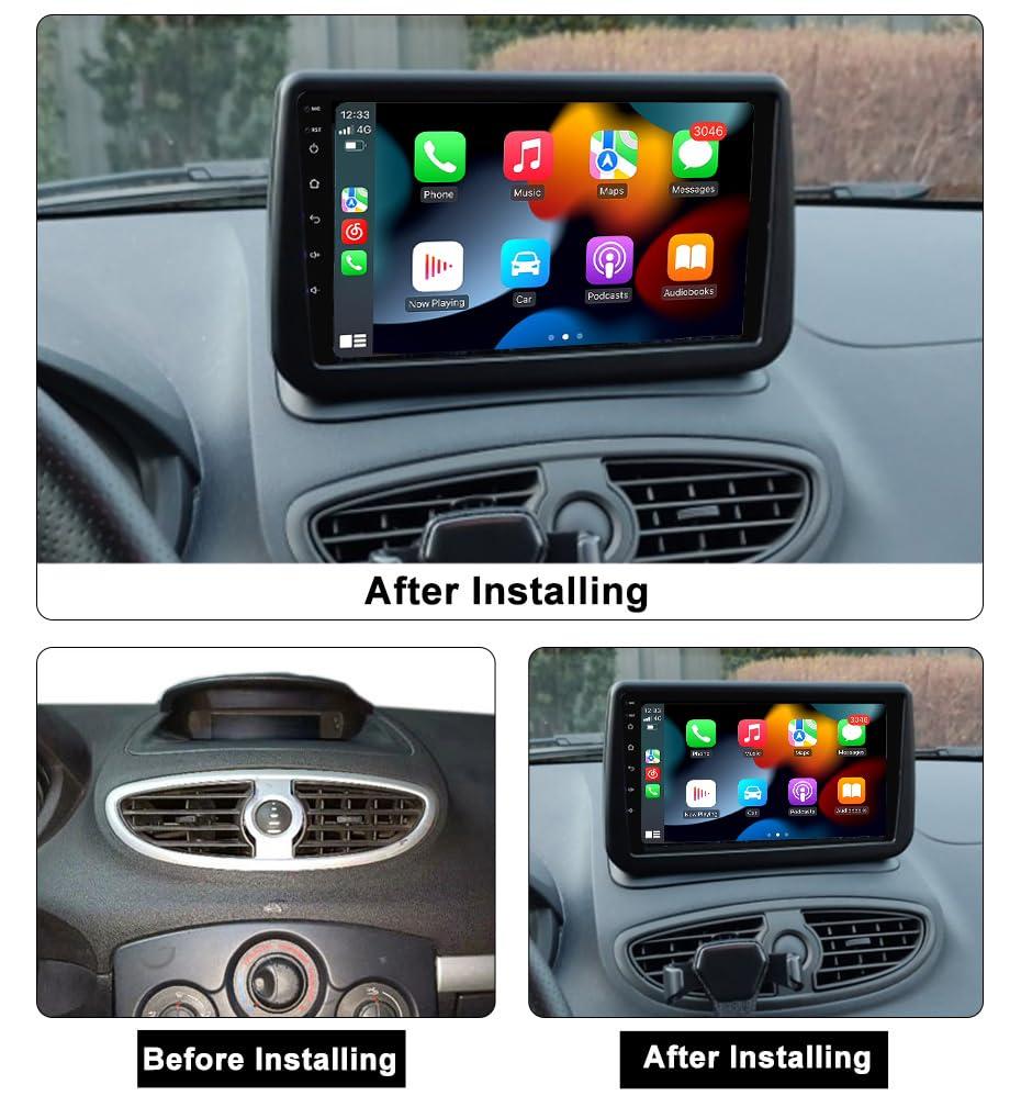 RoverOne RoverOne Car Stereo CarPlay Head Unit for Renault Clio 3 2005-2014 Android Auto Touch Screen Sat Navi Bluetooth WiFi Radio Player
