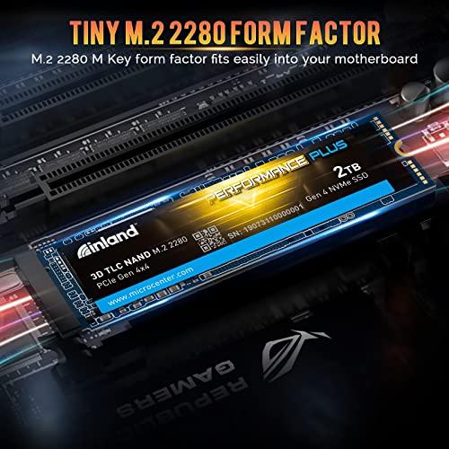 INLAND INLAND 2TB Performance Plus NVMe Internal Gaming SSD Solid State Drive Optimized for PS5 - Gen4 PCIe, M.2 2280, DRAM Cache, TLC 3D NAND Flash, Up to 7000MB/s