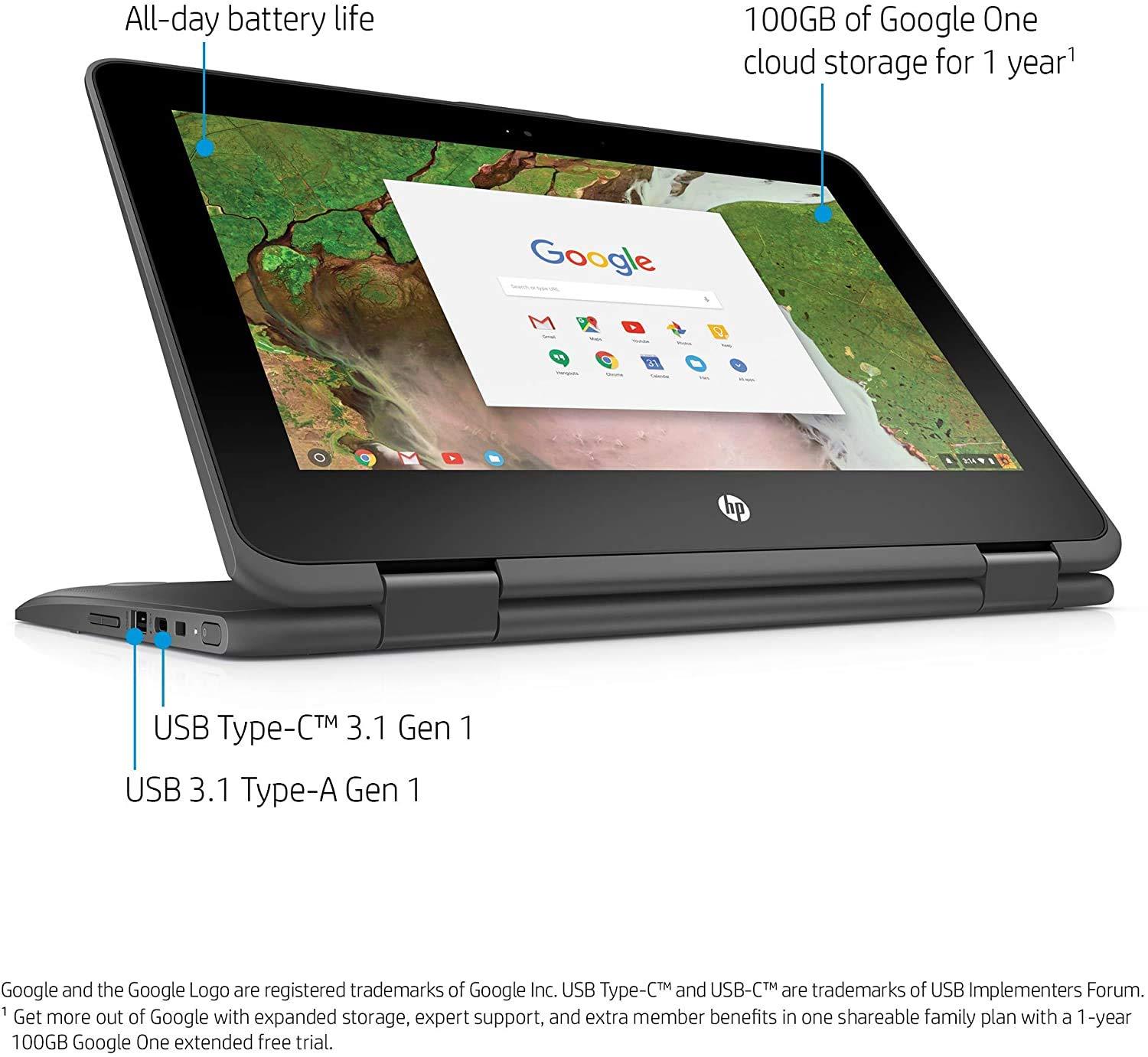 HP HP Chromebook 11 x 360 2-IN-1 11.6 inches (1366x768) TOUCHSCREEN, Celeron Dual-Core N3350, 32GB SSD, 4GB, Bluetooth, Webcam Chrome OS (GRAY) (Renewed)