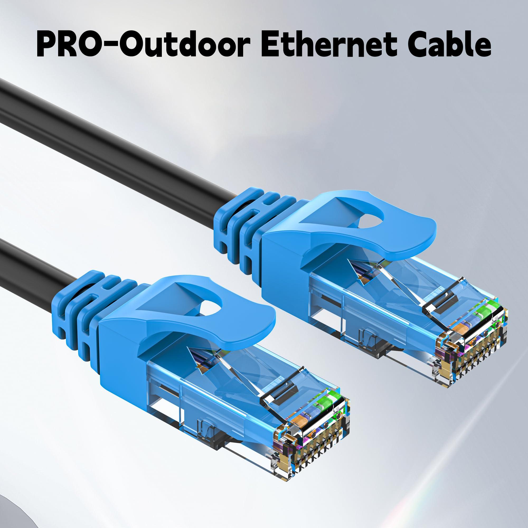 CatBose 300FT Outdoor Cat6 Ethernet Cable, Heavy Duty Direct Burial, In-Ground, POE, Waterproof, LLDPE UV Resistant, UTP, 24AWG CCA Solid Cord, Network, Internet, LAN, Cat 6 Patch Cable - 300 Feet