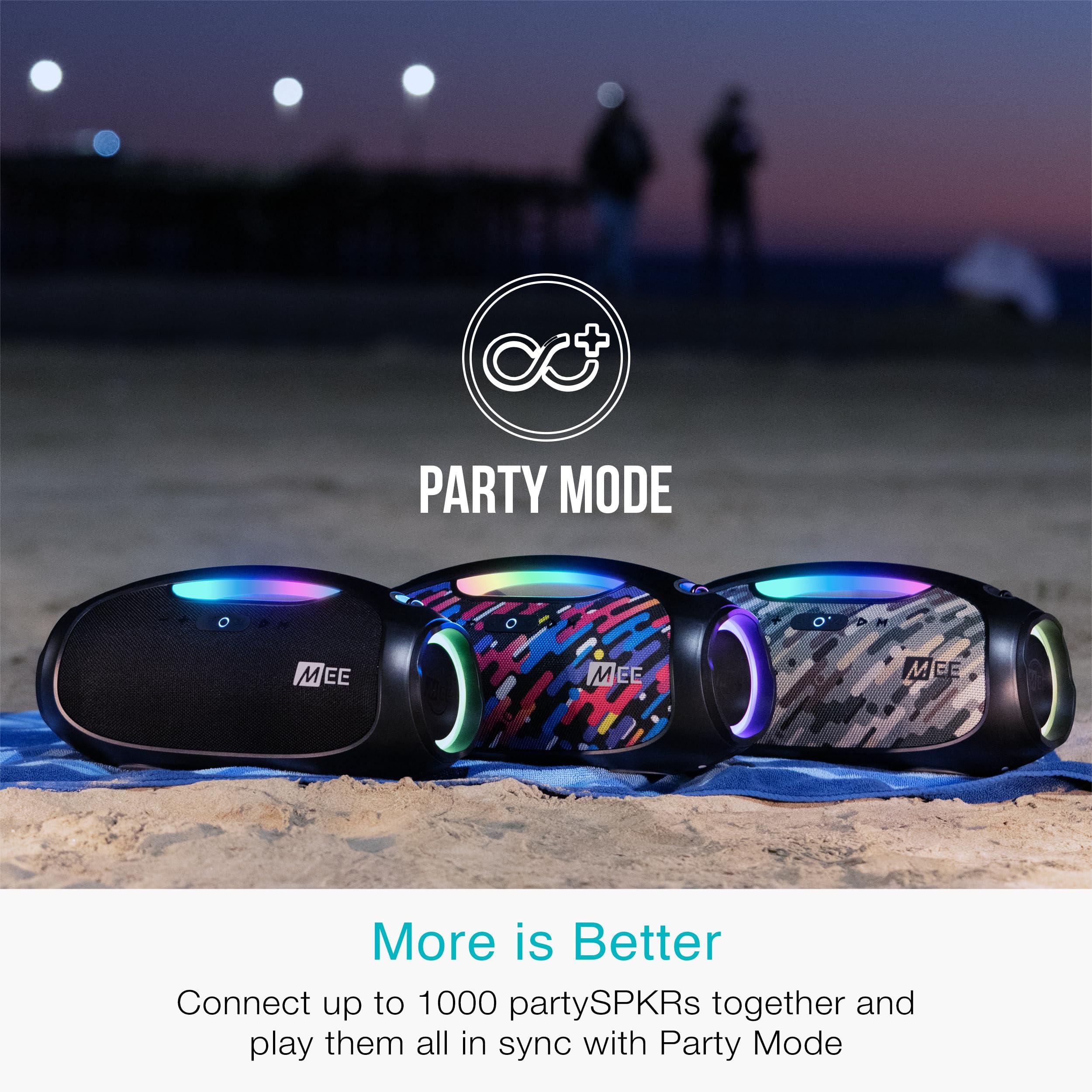 MEE audio MEE audio PartySPKR Bluetooth Wireless Speaker, Powerful 60W RMS Stereo Sound, 2 Subwoofers, Dynamic LED Lighting, Party Mode for Connecting 100+; Portable Speaker for Indoor & Outdoor Use, Colorful
