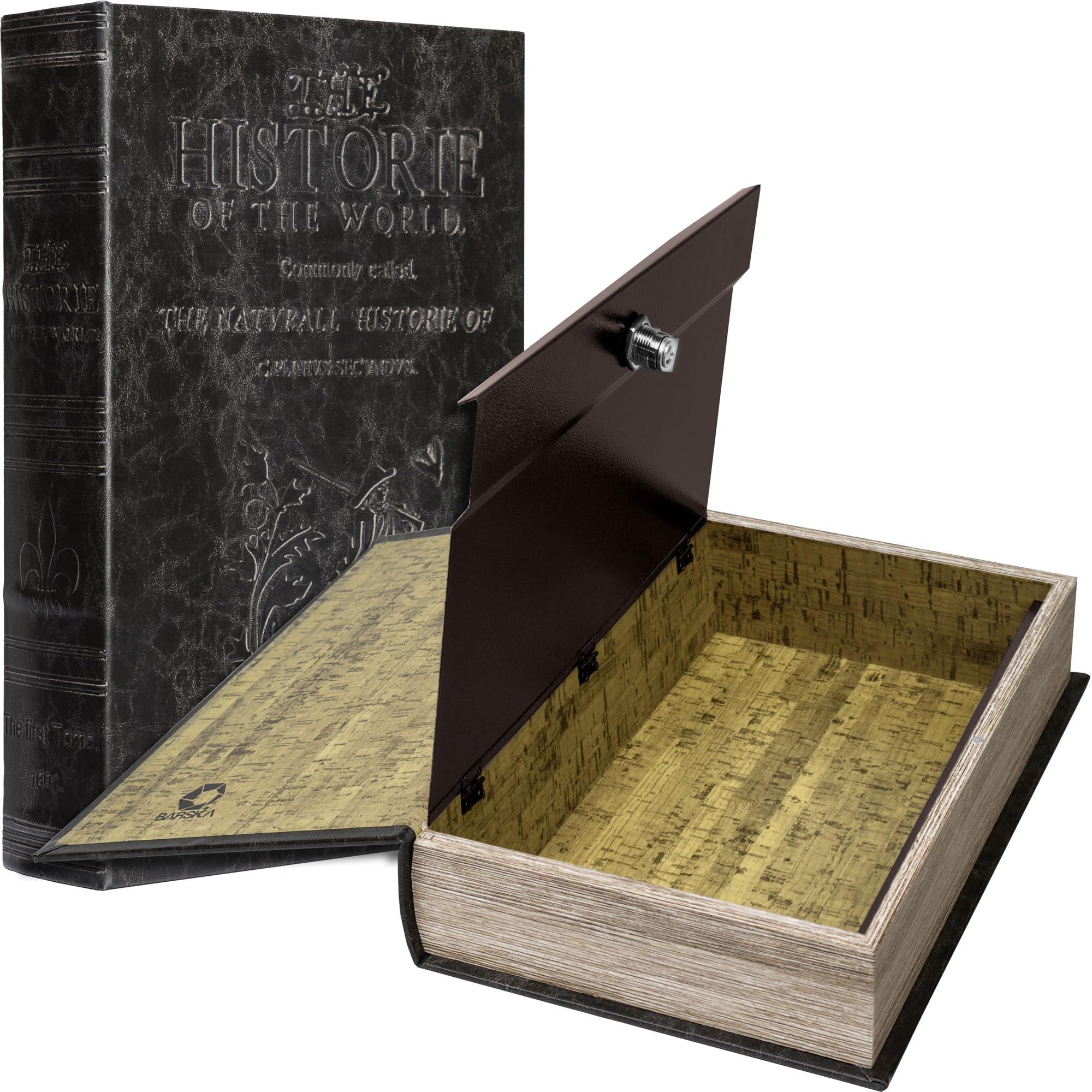 BARSKA Barska Large Antique Book Lock Box with Key Lock , 8.75\" x 2.75\" x 13\", black