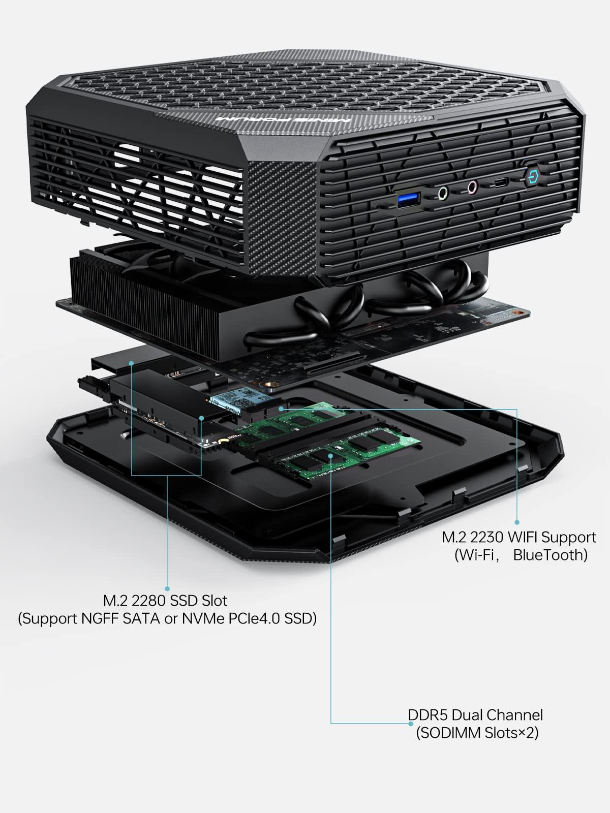 MINISFORUM MINISFORUM HX99G Neptune Mini PC AMD Ryzen 9 6900HX 64GB DDR5 RAM 1TB SSD AMD Radeon RX 6600M Mini Computer Wi-Fi 6E/BT5.2, 2xHDMI / 2X USB4 Port, 2X Slot PCIe/SATA SSD, 5X USB3.2 Port for Gaming