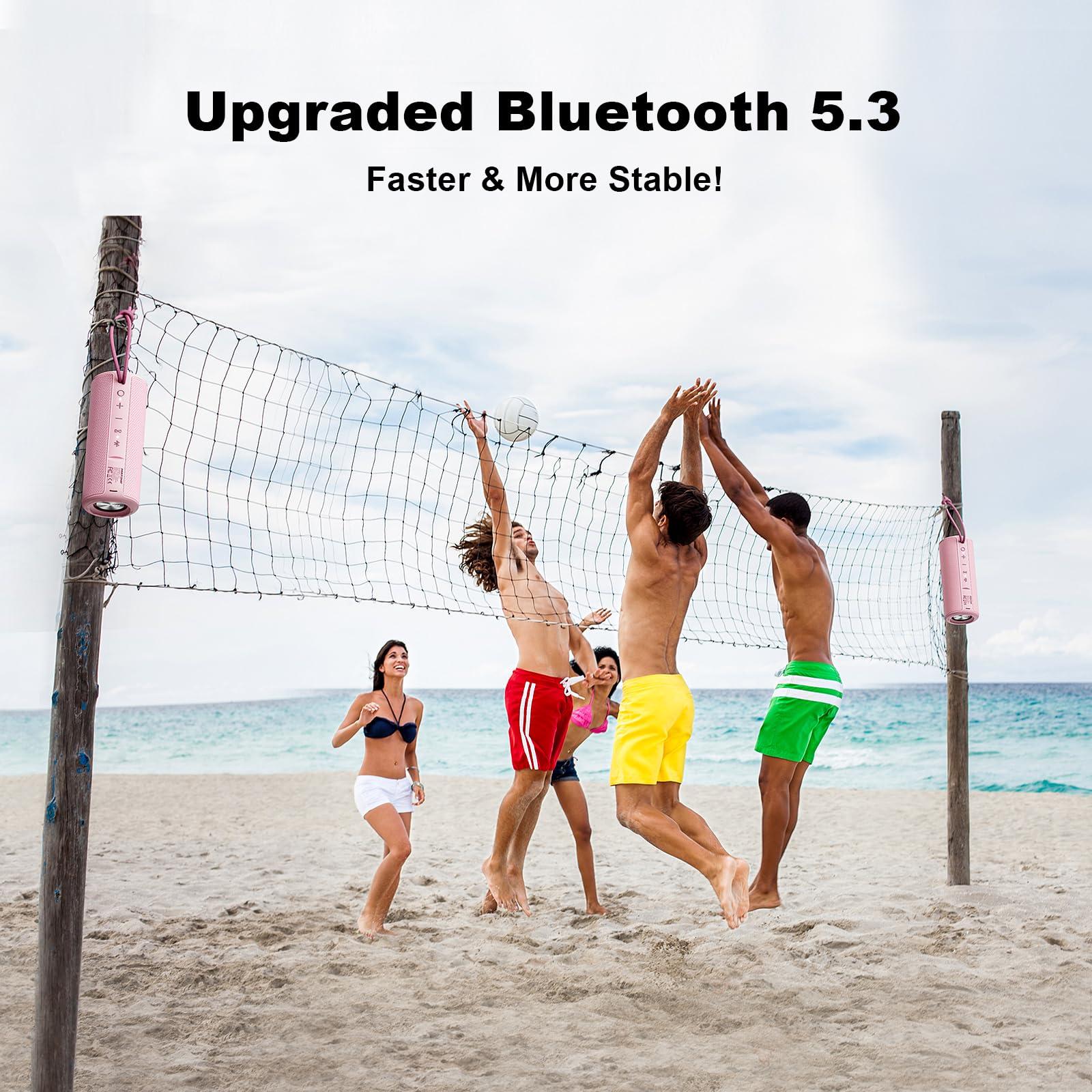 MIATONE MIATONE Boombox Outdoor Portable Bluetooth Speaker Waterproof Wireless Speakers Valentines Day Gifts for Women Mom Her - Pink