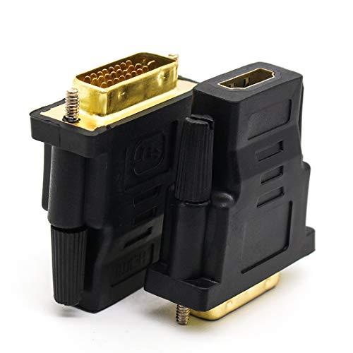 MulticoloredLED HDMI to DVI Adapter Gold Plated 1080P DVI Male to HDMI Female Converter Bi-Directional 24+1 DVI-D Port Converter, Black (2 of Pack)