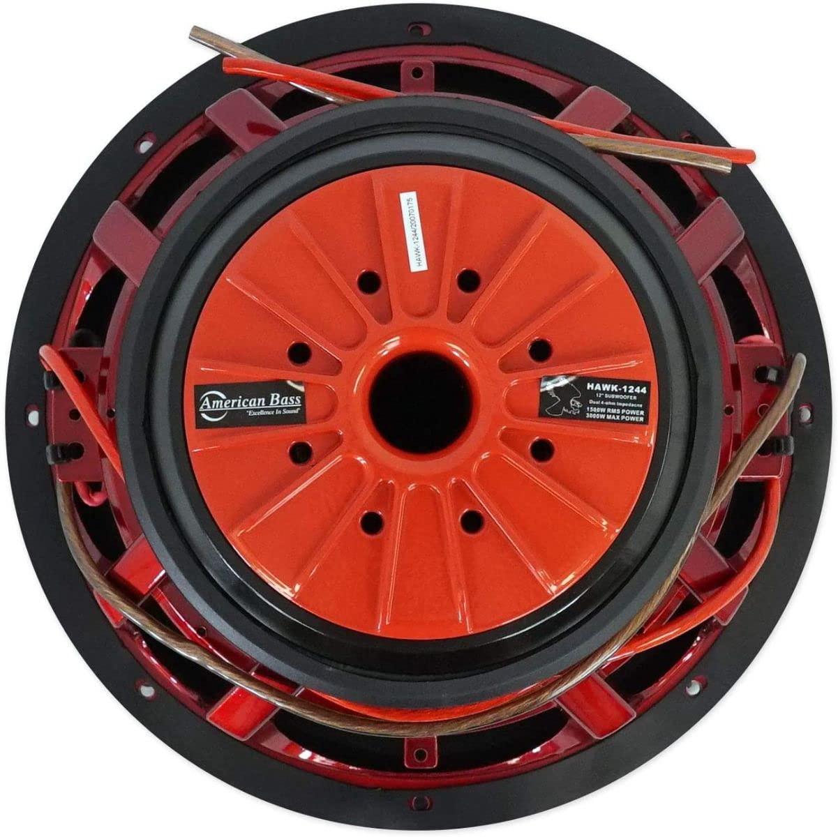 DirectNine Basics Amercan Bass Hawk 1244 12" 3000w Peak/1500w RMS Car Subwoofer w/Cooling Ring