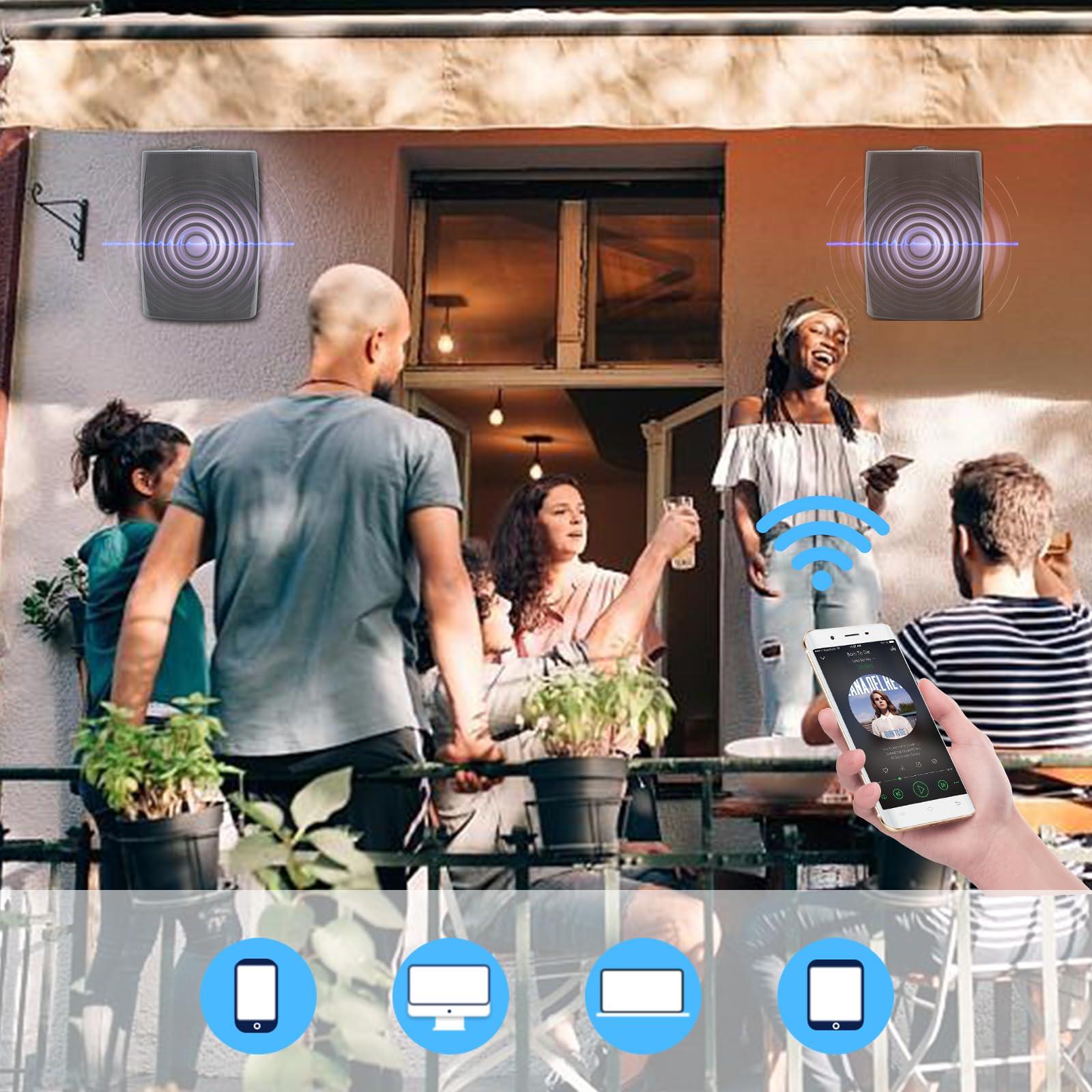 Herdio Herdio 6.5 Inches Indoor Outdoor Bluetooth Speakers Waterproof Wired 400 Watts with Powerful Bass,2 Way Wall Mount Speakers All-Weather Durability for Patio Home Deck Porch Backyard(Pair,Black)