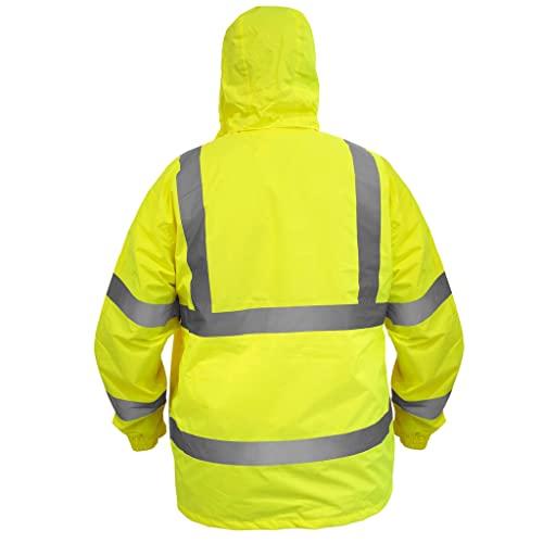 JORESTECH JORESTECH Safety Rain Jacket Waterproof Reflective High Visibility with Interior Mesh Yellow/Lime ANSI Class 3 Level 2 Type R JK-03 (XL)