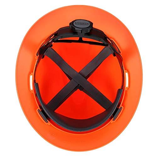 MSA MSA 10021292 V-Gard Full-Brim Hard Hat With Fas-Trac III Ratchet Suspension | Polyethylene Shell, Superior Impact Protection, Self Adjusting Crown Straps - Standard Size in Hi-Viz Orange