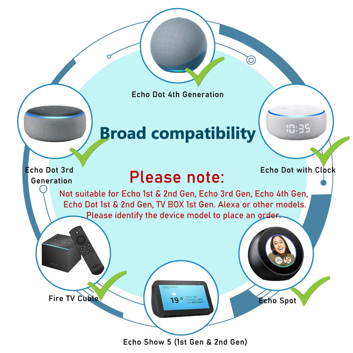 ZTTXL ZTTXL 15W Power Adapter for Echo, Dot 3rd Generation, (3rd/4th Gen) with Clock, Kids Edition, Echo Show 5, Echo Spot, and Fire TV Cube, 5Ft AC Adapter Power Cord