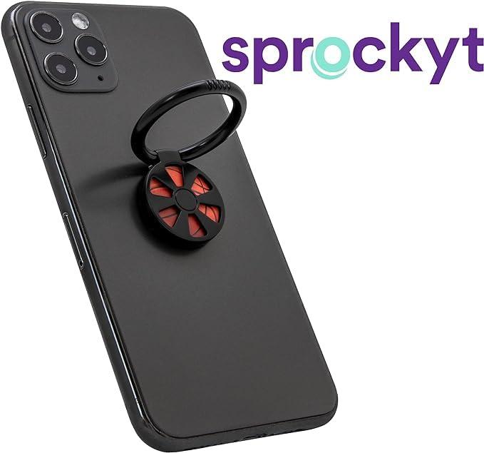 Killer Concepts Sprockyt Phone Grip Spin it, Grip it, Fidget with it, and Prop it The Smartphone Stand, Grip and Phone/Fidget Spinner (Black/Basketball)
