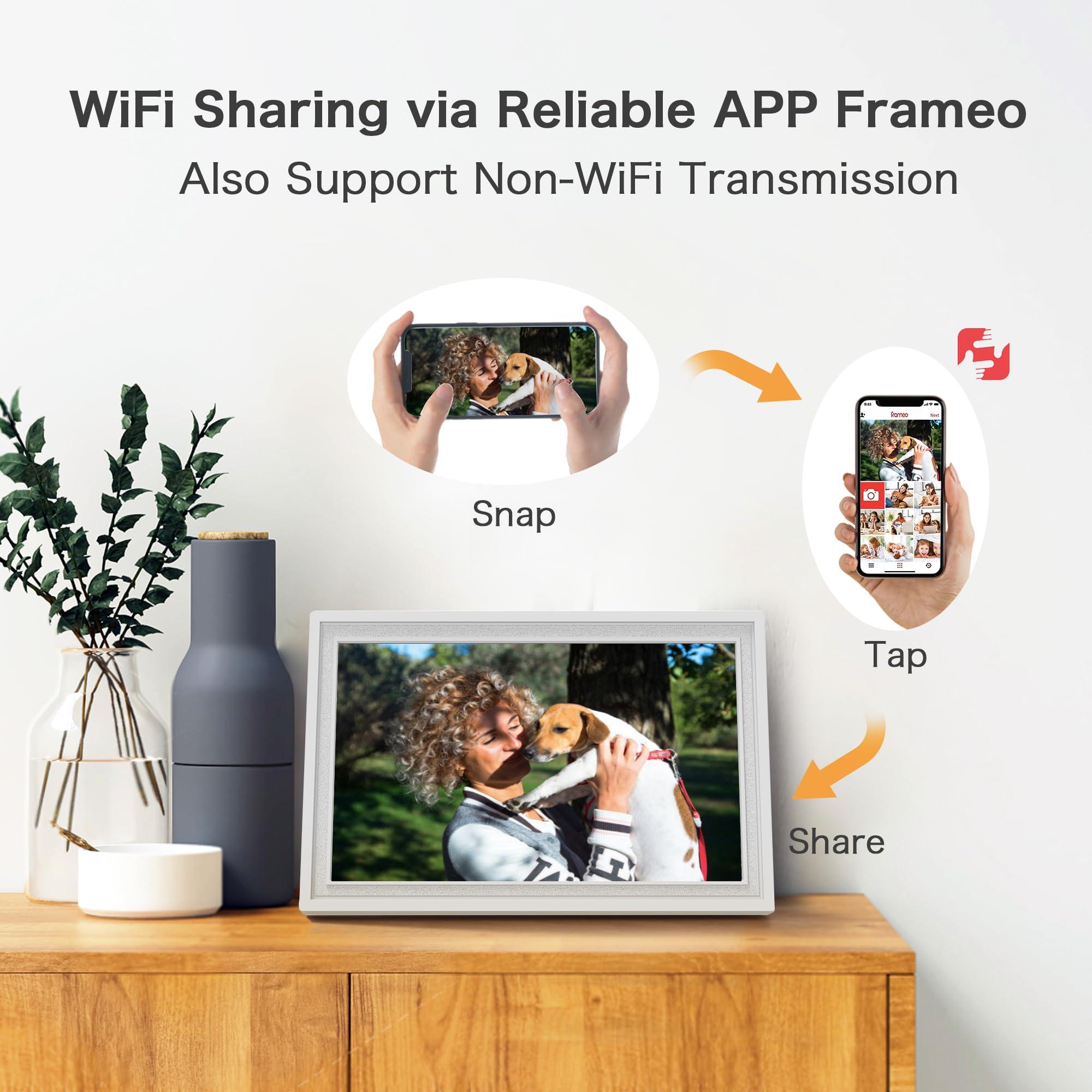 Pastigio Digital Picture Frame WiFi, 10.1 Inch Frameo Digital Photo Frame, 32GB Memory, 1280*800 HD Touch Screen, Auto-Rotate, Share Pictures Videos Instantly, Wedding, Birthday Gifts for Women, Mom, Dad Gifts