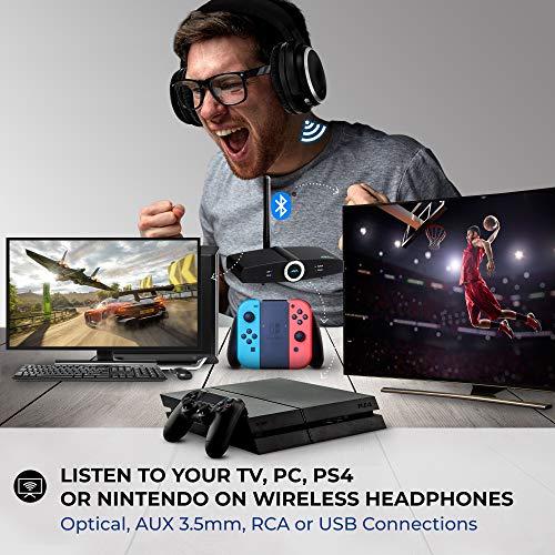 miccus Long Range Bluetooth Transmitter or Receiver, Audio Only for TV PC Stereo, Connect Speaker, Headphones, Phone, aptX Low Latency Wireless Adapter, Listen in HD No Delay Optical RCA 3.5mm (Home RTX 2.0)