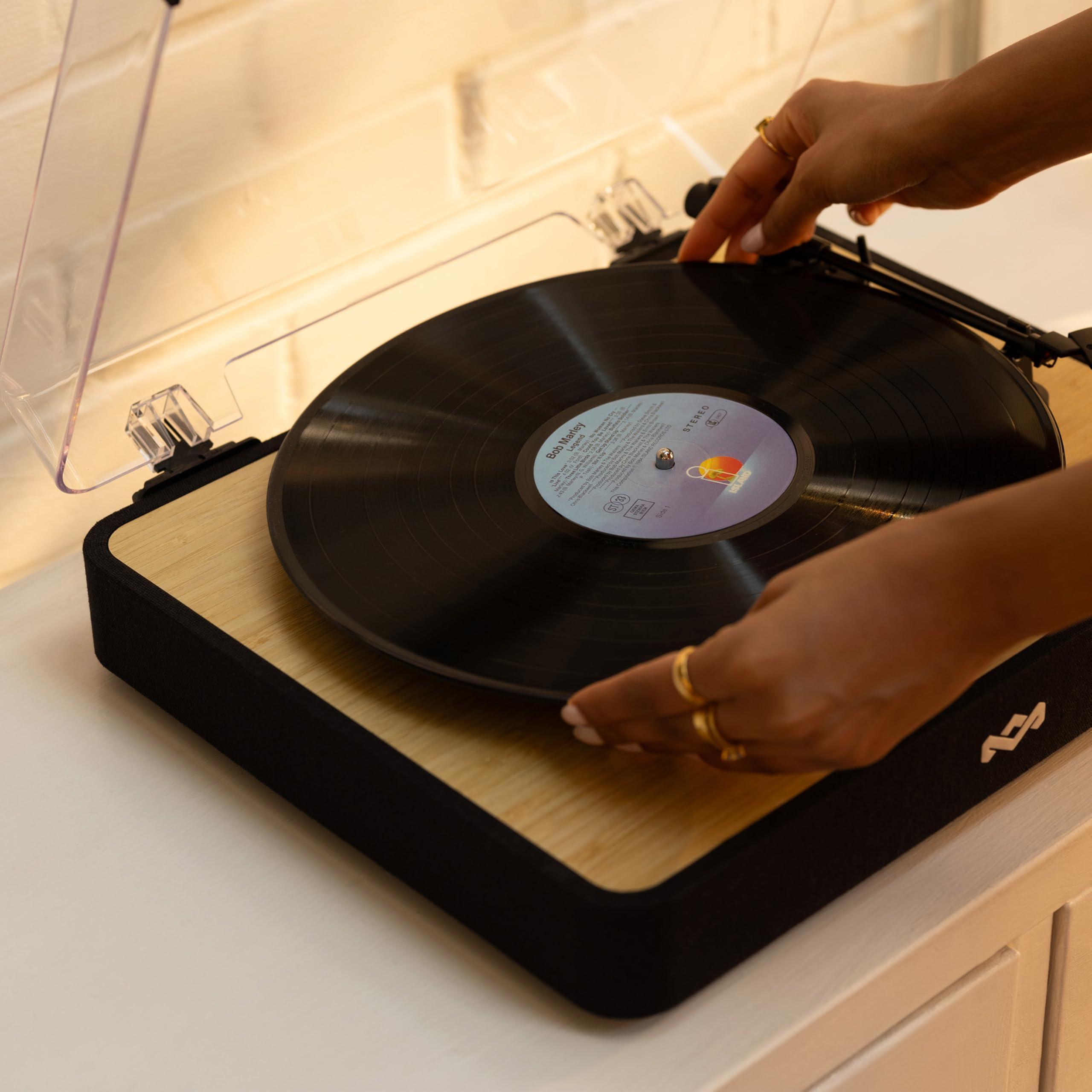 Marley House of Marley Revolution Wireless Turntable - Bluetooth Record Player, 3-Speed Sustainably Made Vinyl Player, Easy Set Up Home Turntables for Vinyl Records with Dust Cover