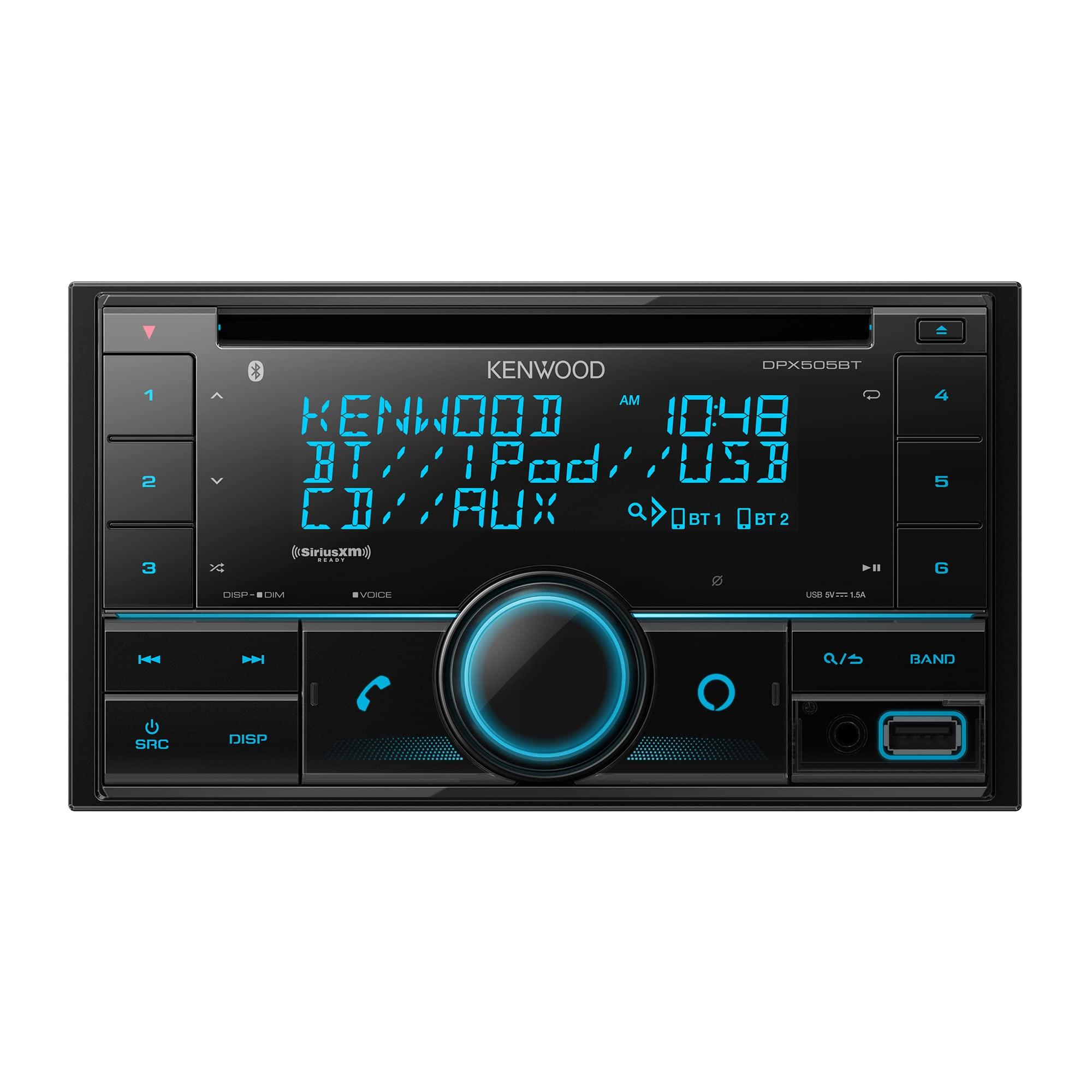 Kenwood KENWOOD DPX505BT Double DIN in-Dash CD Car Stereo. AM/FM with Bluetooth, Amazon Alexa Voice Control, High-Contrast 3-line Display with Variable-Color Illumination, SiriusXM