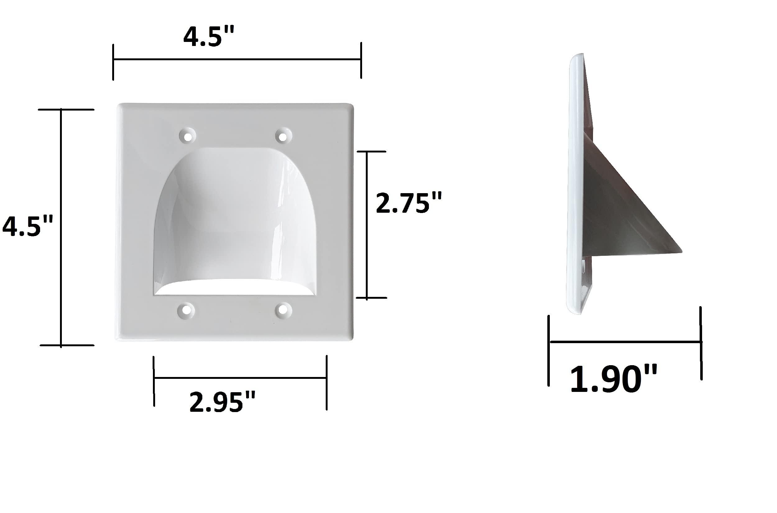 Best Mounts BestMounts - 6 Pack in Wall Cable Management TV Cord Hider for Wall Mounted TV - Recessed Wall Plates Cable Pass Through - Dual Gang Behind Wall Cable Management up to 8-10 Low Voltage Cords (White)