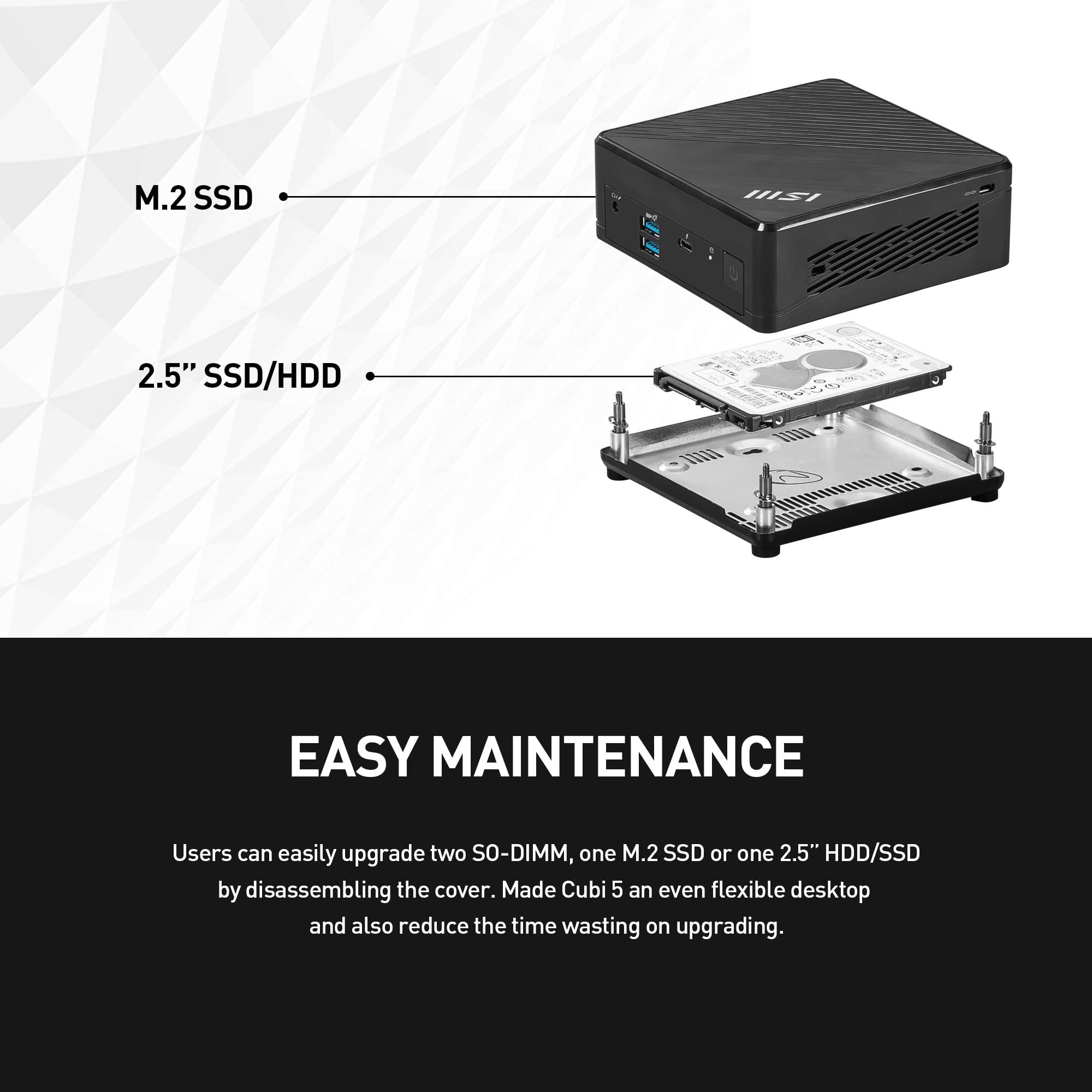 MSI MSI Cubi N ADL Mini PC: Intel Pentium N200, Wi-Fi, Thunderbolt Type-C, Black, Non-OS/Barebone: ADL-019BUS