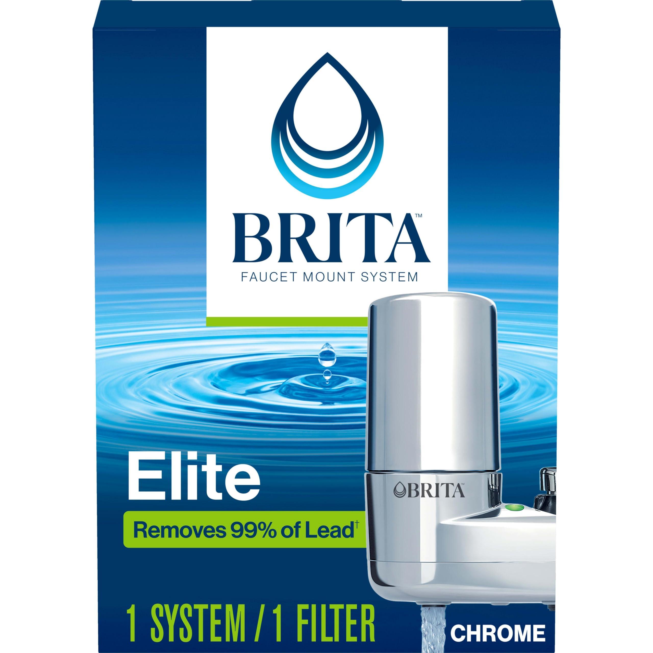 Brita Brita Faucet Mount Water Filter for Sink, Removes 99% of Lead, Elite Filtration System, Includes 1 Replacement Filter, Chrome
