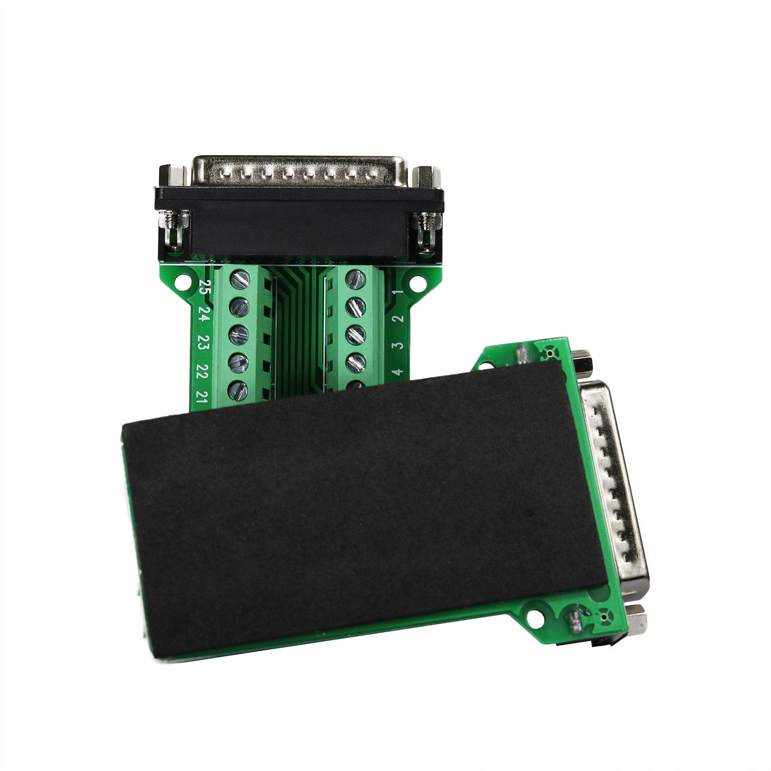 Twinkle Bay Twinklebay DB25 Breakout Connector D-sub Breakout 25 Pin Connector Male with Nut (Pack of 2)