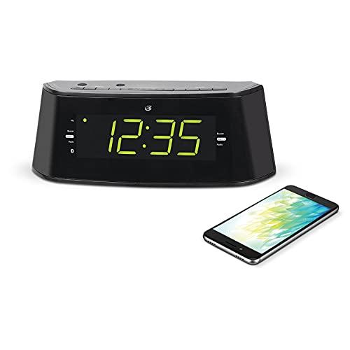 GPX GPX Large Display Voice-Activated Dual Alarm Clock Radio with Bluetooth, FM Radio, Black (CB360B)