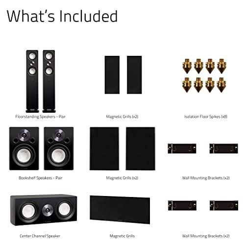 Fluance Fluance Reference High Performance Surround Sound Home Theater 5.0 Channel Speaker System Including 3-Way Floorstanding Towers, Center Channel, and Rear Surround Speakers - Black Ash (XL8HTB)