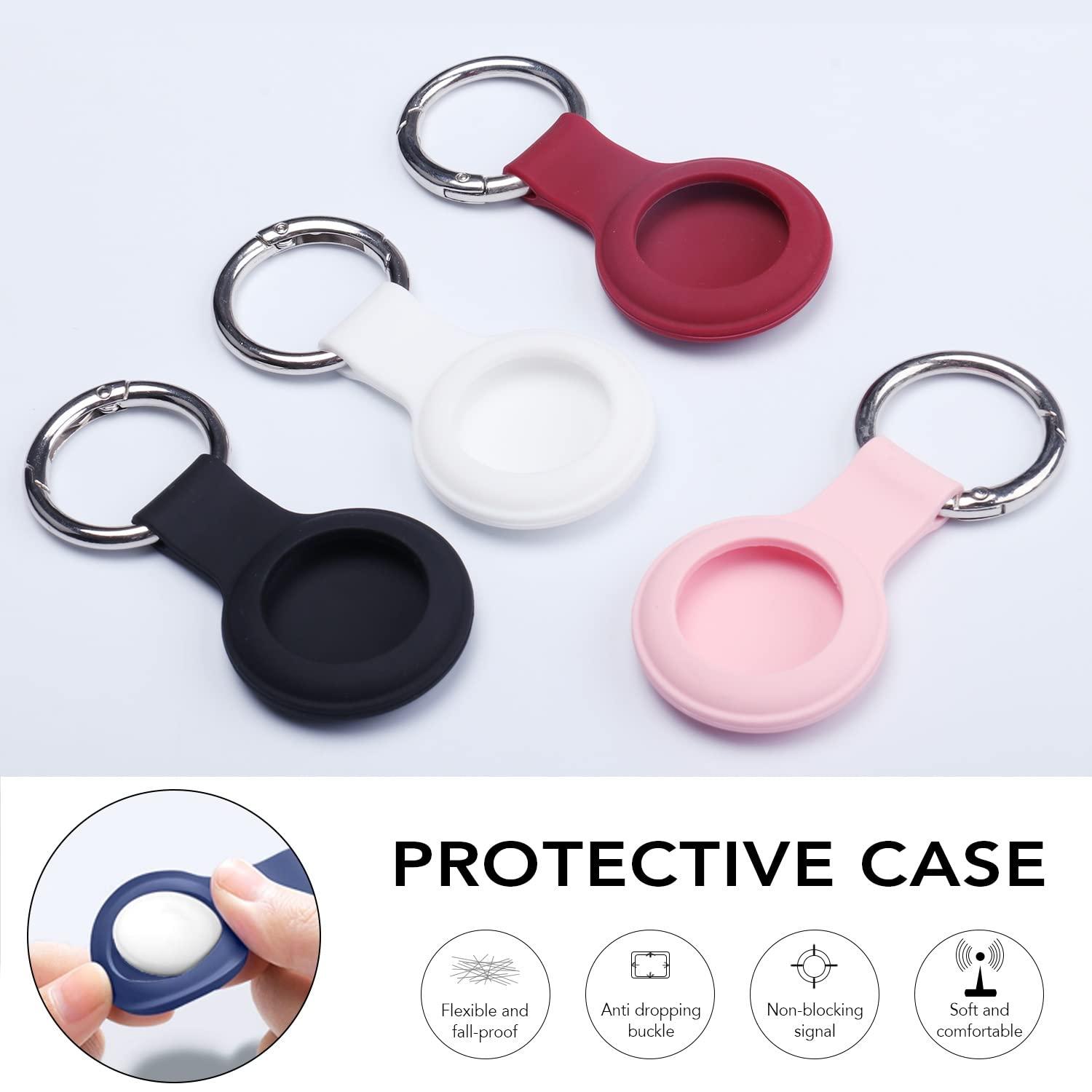 HATALKIN AirTag Holder AirTag Case Keychain Air Tag Holder, Silicone AirTags Key Ring Cases Tags Chain Apple GPS Item iTag Finders Accessories 4 Pack