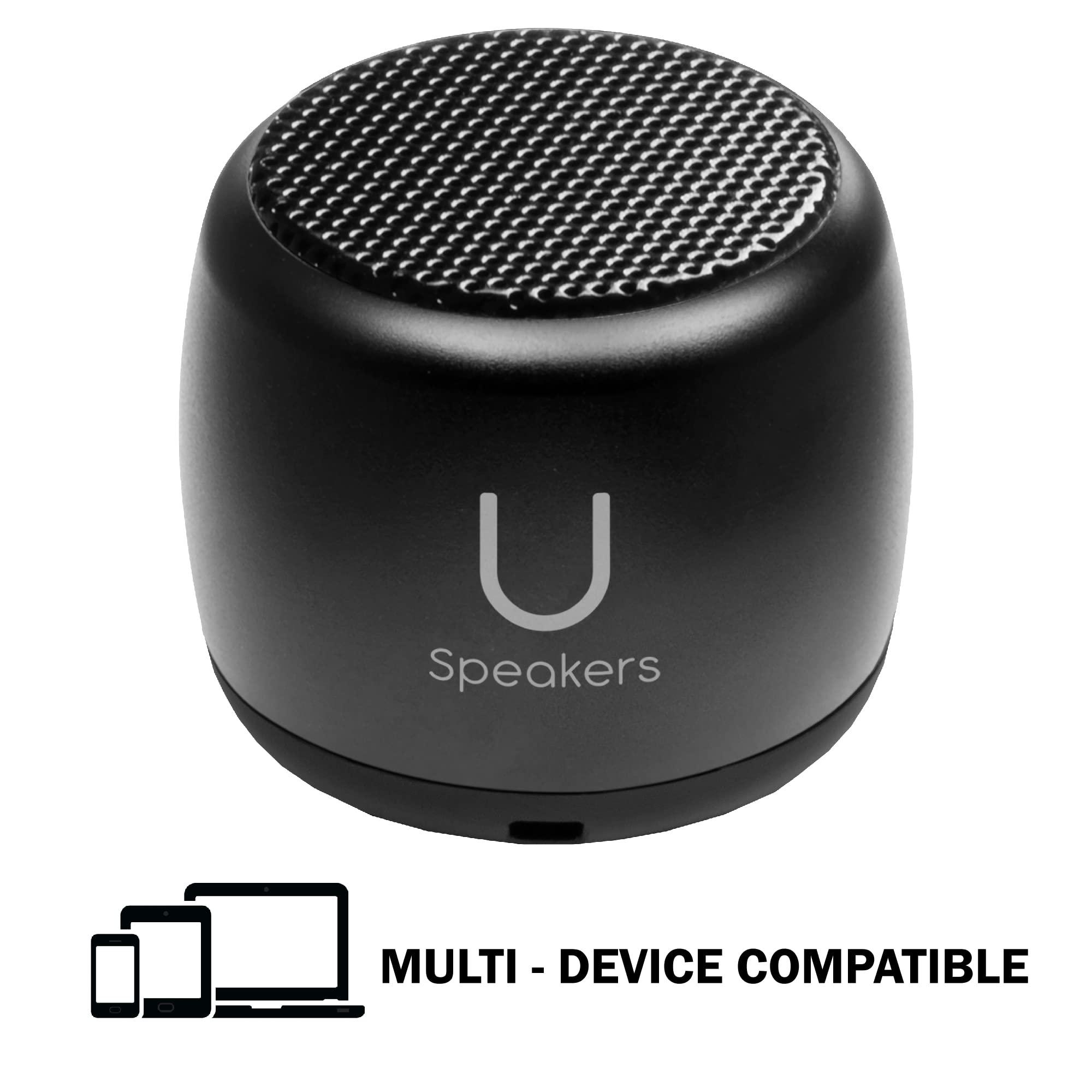 Fashionit Fashionit U Speakers Micro Bluetooth Computer Speaker 2-Pack Bundle with Matching Speaker, Built-in Mic & Selfie Remote Control, for Workspace, Desktop, Laptop, Mobile, Tablet, PC - Black