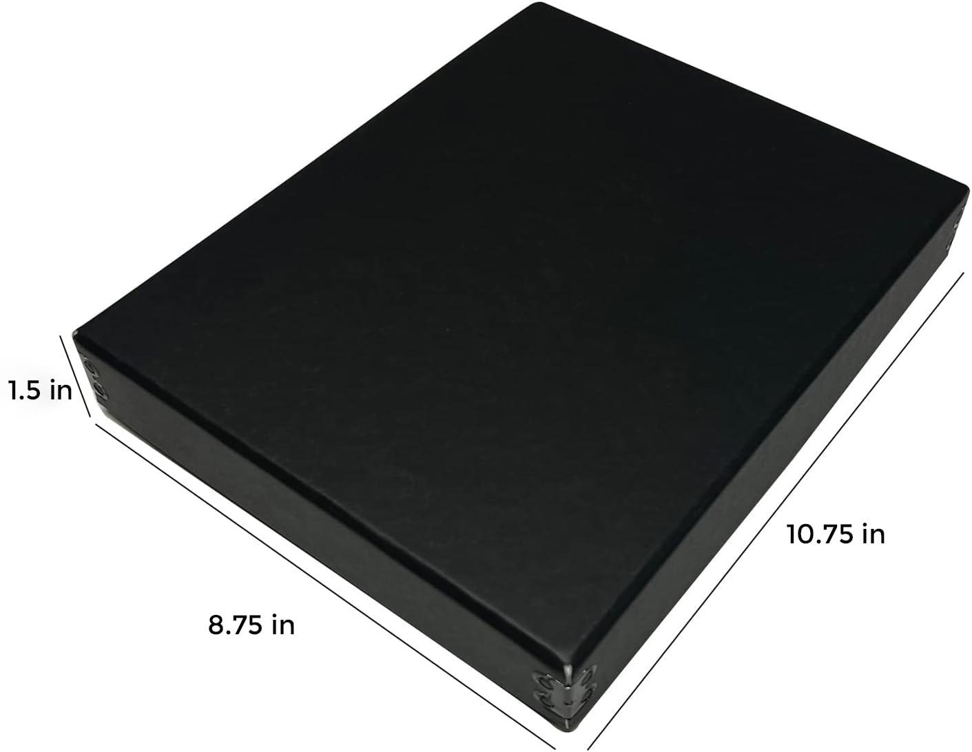 Lineco Lineco Museum Archival Storage Box, 8.75x10.75x1.5 in. Drop Front Design. Acid-Free with Metal Edge. Organize Photos, Pictures, Prints, Documents, Crafts, DIY. Black, 2 Pack