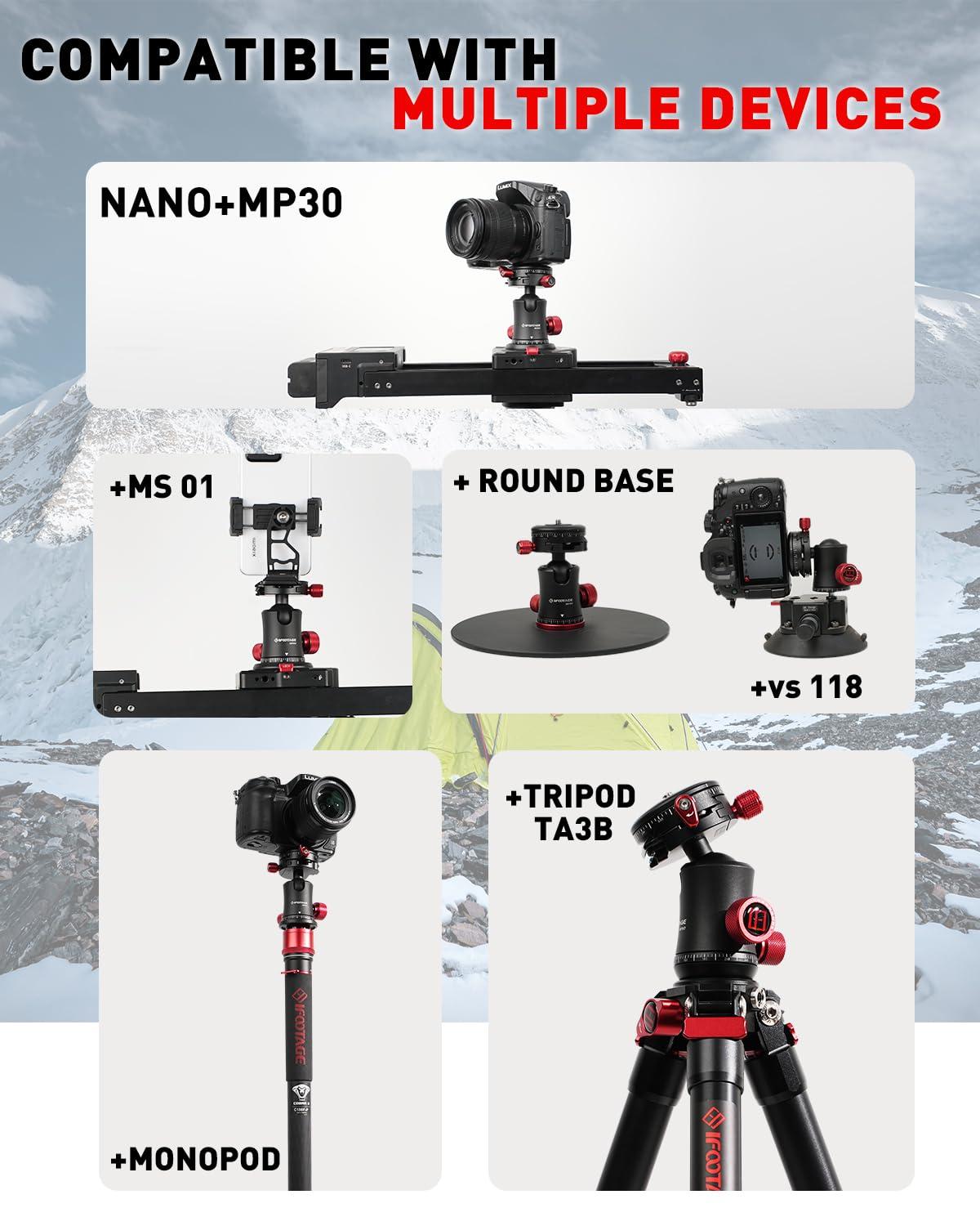 IFOOTAGE IFOOTAGE Komodo MP30 Ball Head,Metal 360 Rotating Ball Head with Panoramic Quick Release Plate, Compatible with Digital SLR Cameras, Mirrorless Cameras and Digital Cameras Load 22lbs