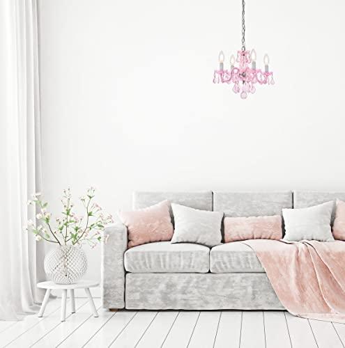 Elegant Lighting Value Elegant Lighting Value Rococo 4 Light Pink Pendant Rosaline (Pink) Royal Cut Crystal