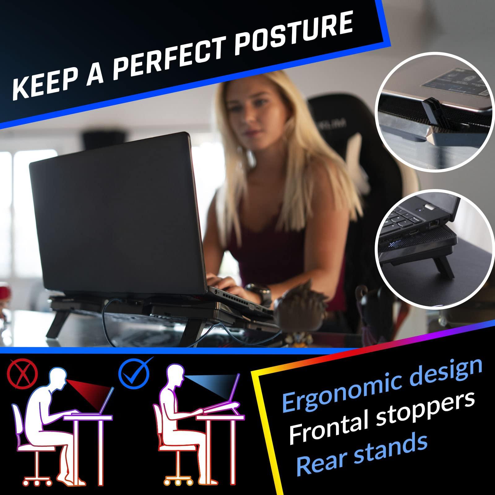 KLIM KLIM Wind Laptop Cooling Pad - More Than 500,000 Units Sold - New - Powerful Rapid Action Laptop Cooler - Laptop Stand with 4 Cooling Fans - 2 USB Ports - PC Mac PS5 PS4 Xbox One - Cobra Red