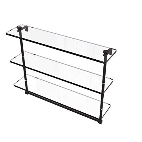 Allied Precision Industries Allied Brass NS-5/22TB 22 Inch Triple Tiered Integrated Towel Bar Glass Shelf, Oil Rubbed Bronze