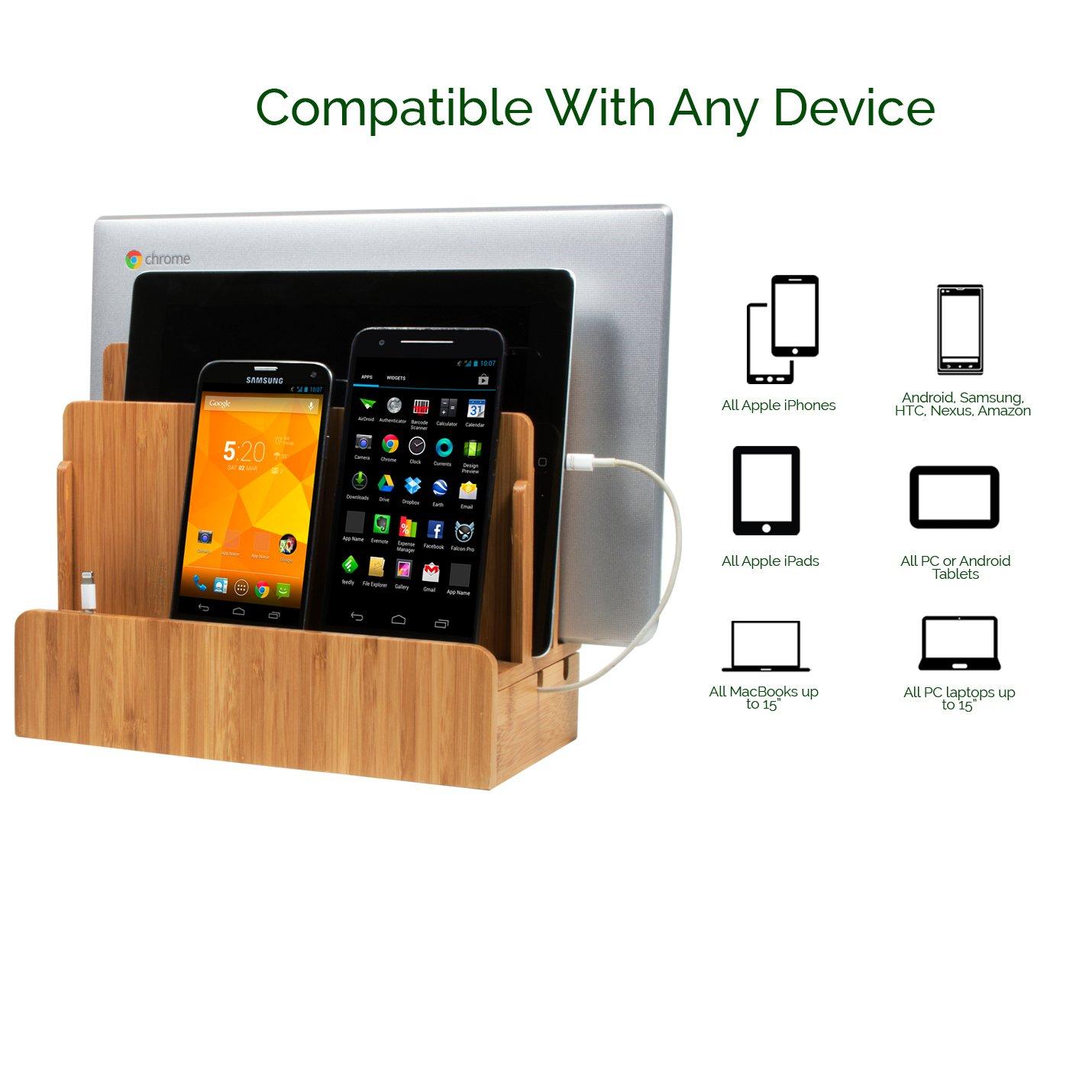 Great Useful Stuff Great Useful Stuff G.U.S. Multi-Device Charging Station Dock & Organizer - Multiple Finishes Available. for Laptops, Tablets, and Phones - Strong Build, Eco-Friendly Bamboo