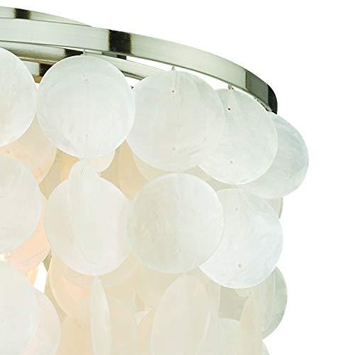 VAXCEL VAXCEL Elsa 16-in W Satin Nickel Capiz Shell Coastal Flush Mount Ceiling Light Fixture
