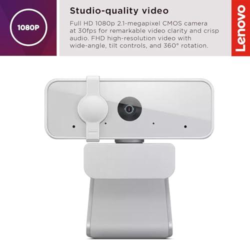 Lenovo Lenovo HD 1080p Webcam (300 FHD) - Monitor Camera with 95 Wide Angle, 360 Rotation Pan & Tilt, Dual Microphones Attachable Desktop Cam with Privacy Shutter for Remote Work, Streaming & Gaming