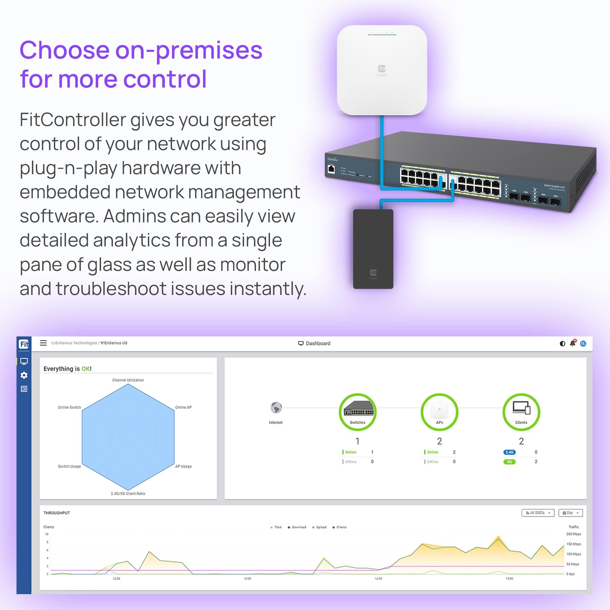 EnGenius EnGenius Fit L2 Plus Managed 24-Port Gigabit PoE+ Switch | 802.3at/af PoE+ Ready | 410W Budget | 4 SFP Uplink Ports | 56 Gbps Switching Capacity | [EWS7928FP-FIT]