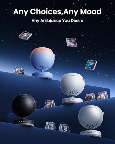 POCOCO POCOCO Galaxy Star Projector for Bedroom with Replaceable Optical Film Discs, Home Planetarium Night Light Projector with High-Definition Soft Light for Relax, Study, and Meditate, Stress Relief Gifts